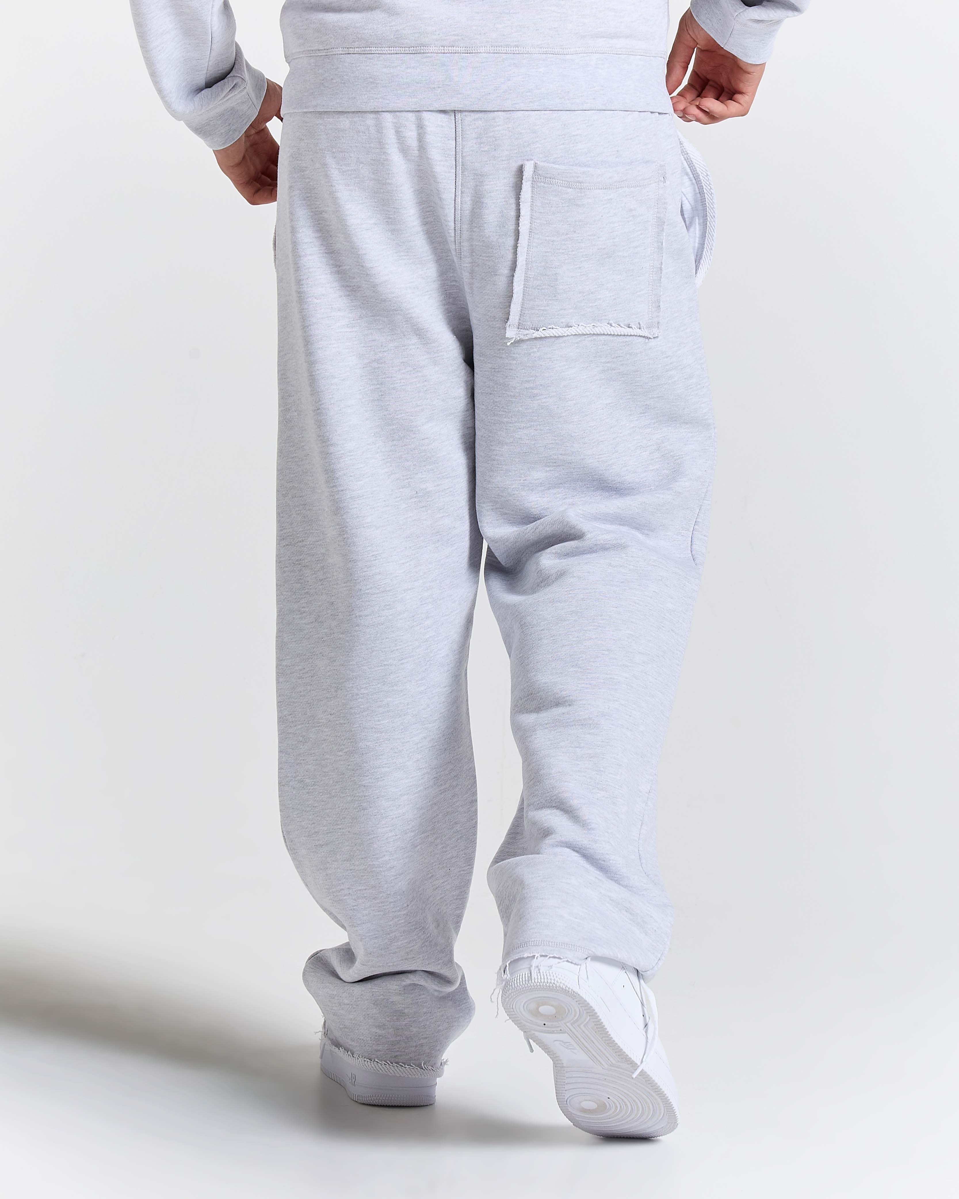 Fray Wide Leg Jogger - Grey Marl