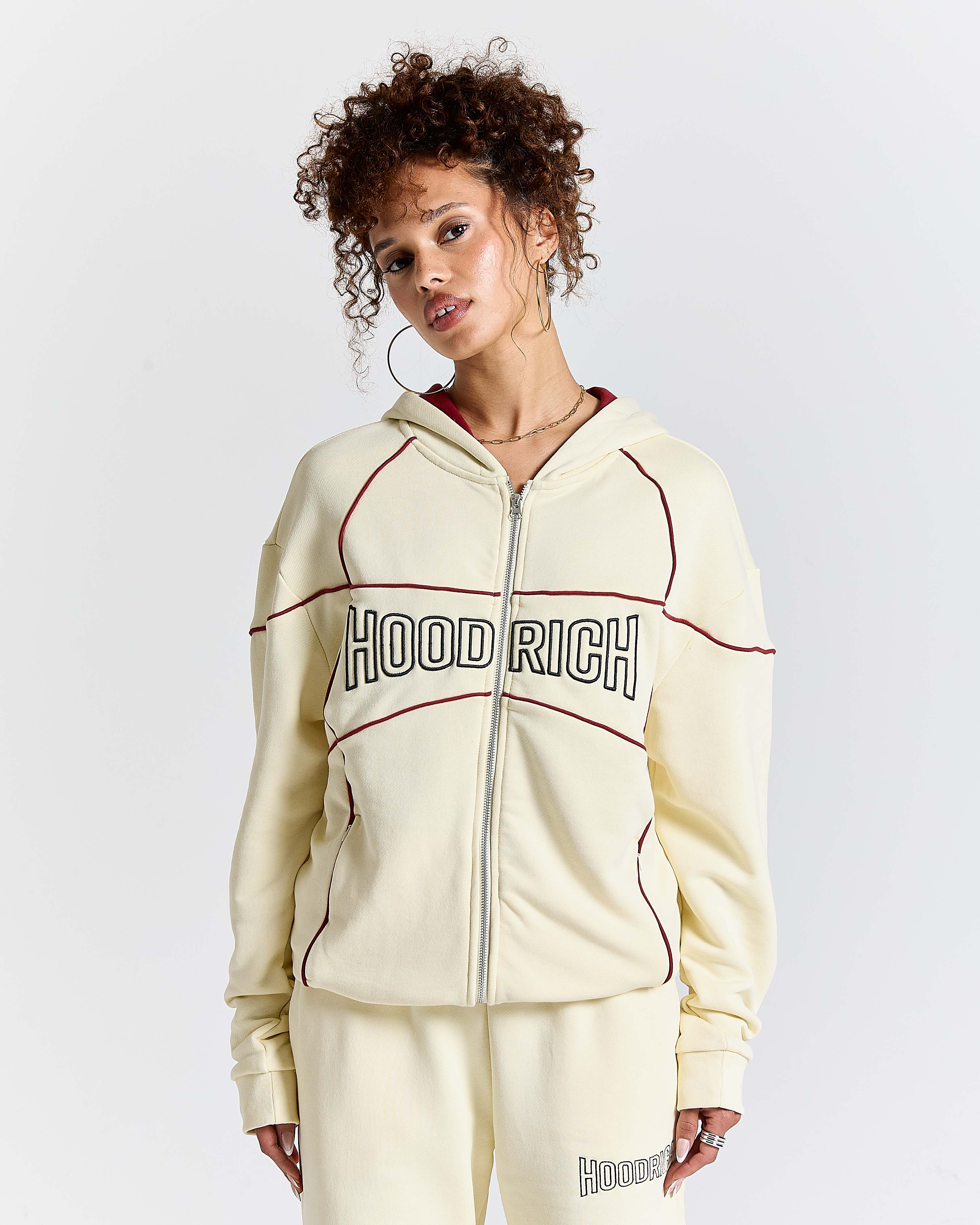 Trace Zip Relaxed Fit Hoodie - Ivory