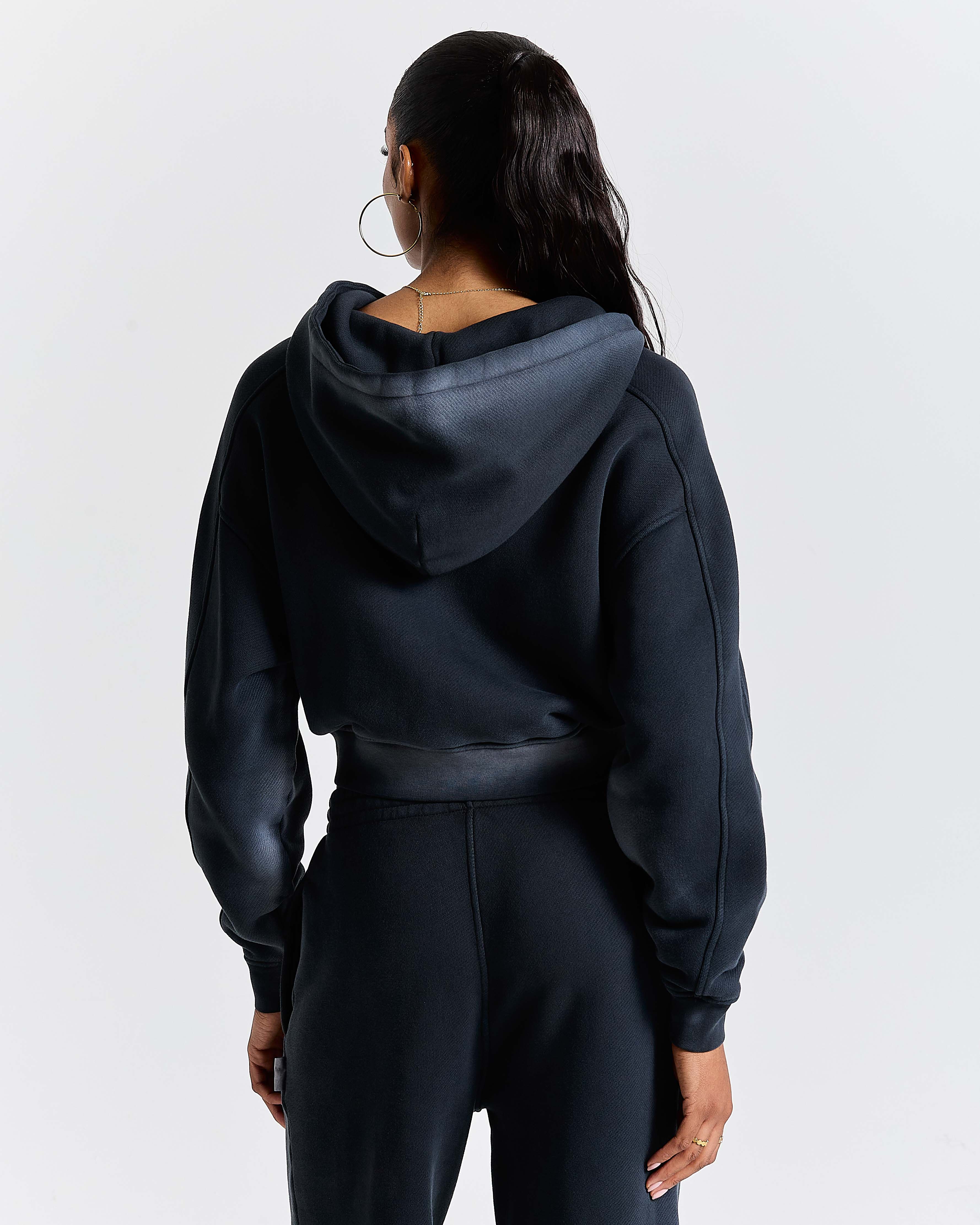 Women's Ghost Boxy Fit Zip Hoodie - Black