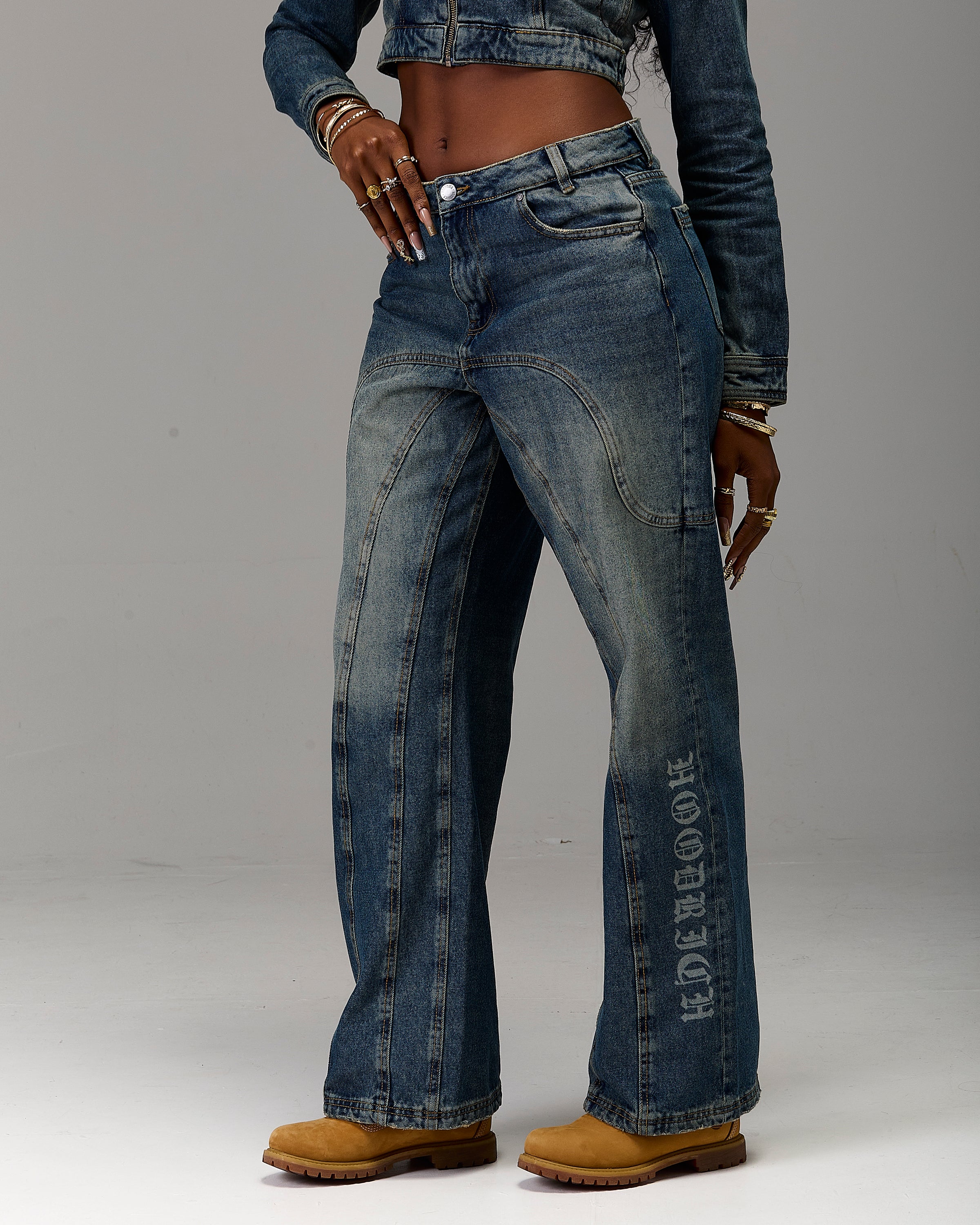 The Winner's Circle Snowdrift Wide Leg Jeans - Dirty Wash