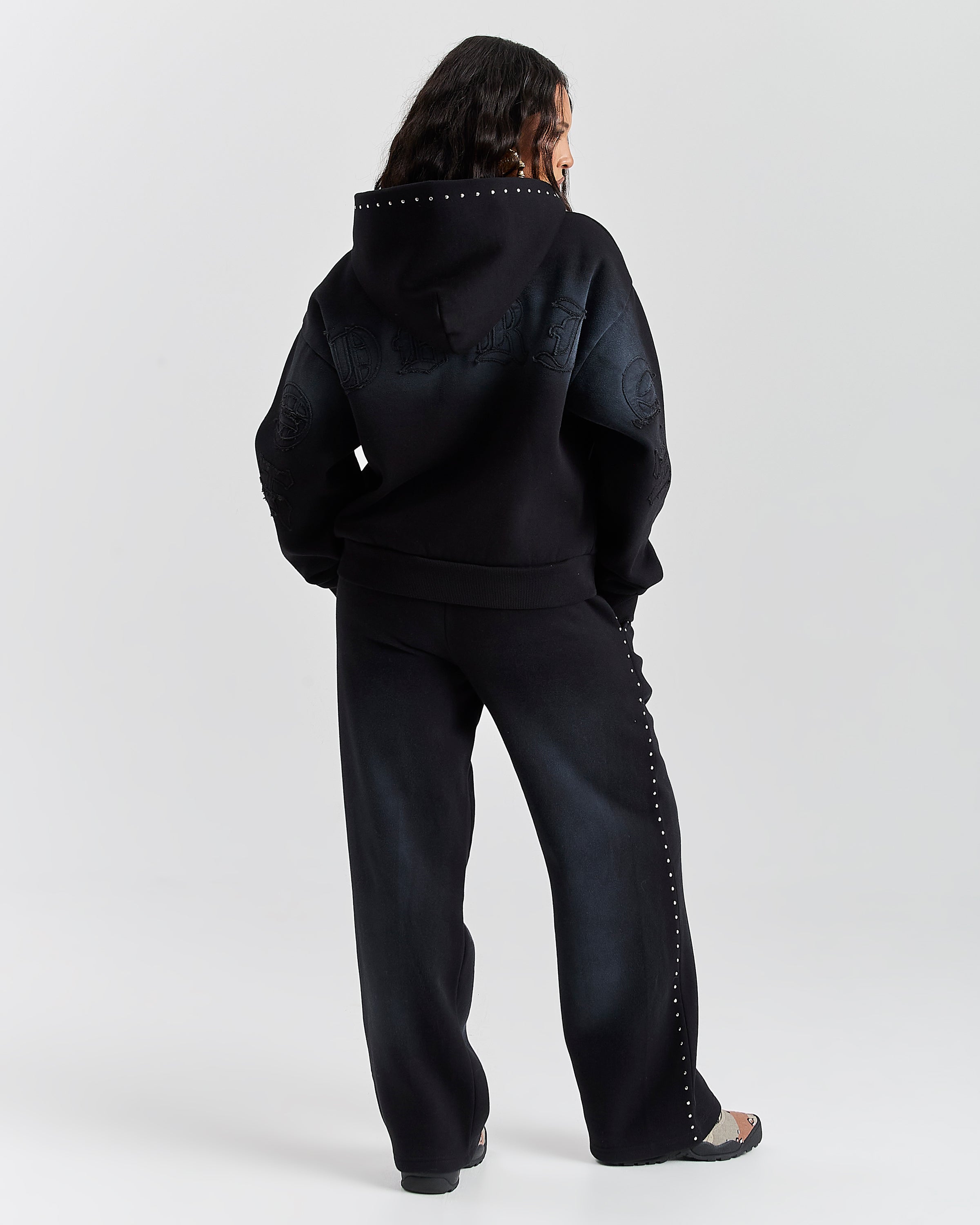 The Winner's Circle Aspen Mid Length Zip Hoodie - Black Wash