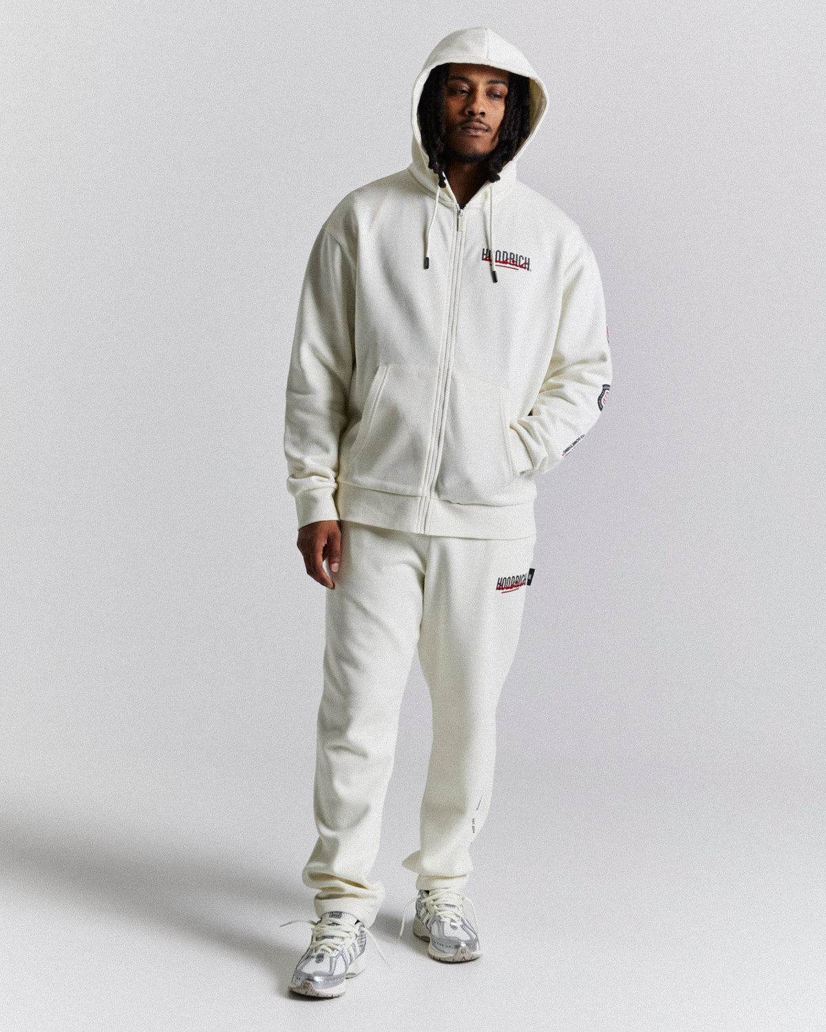 Φούτερ με φερμουάρ Fusion - Off White/Γκρι/Κόκκινο