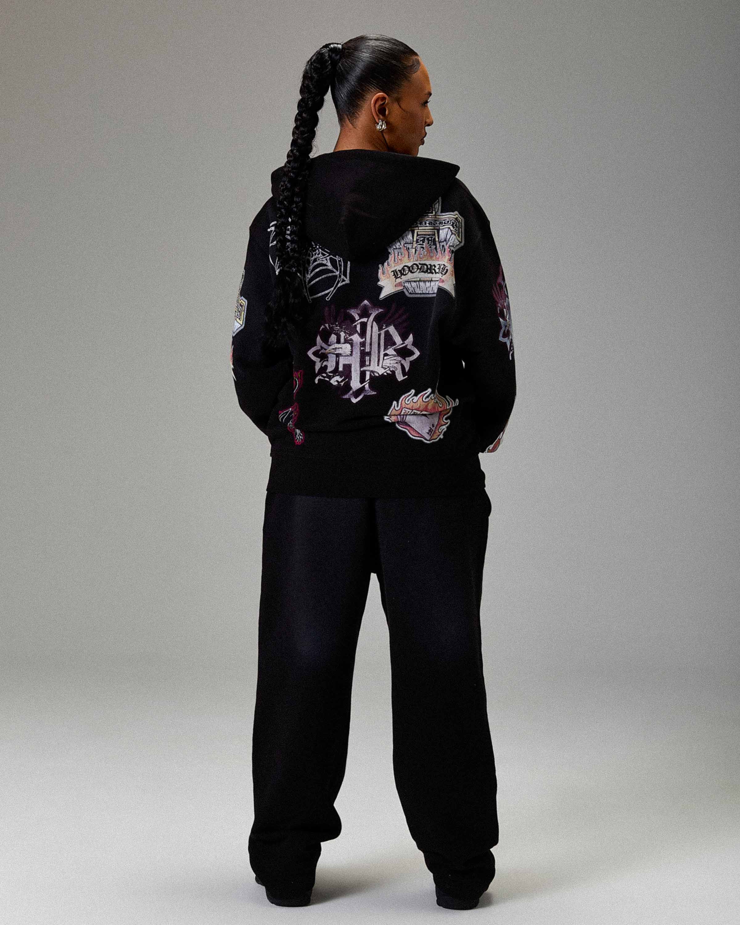 The Winner's Circle Phase Oversized Open Hem Joggers - Black
