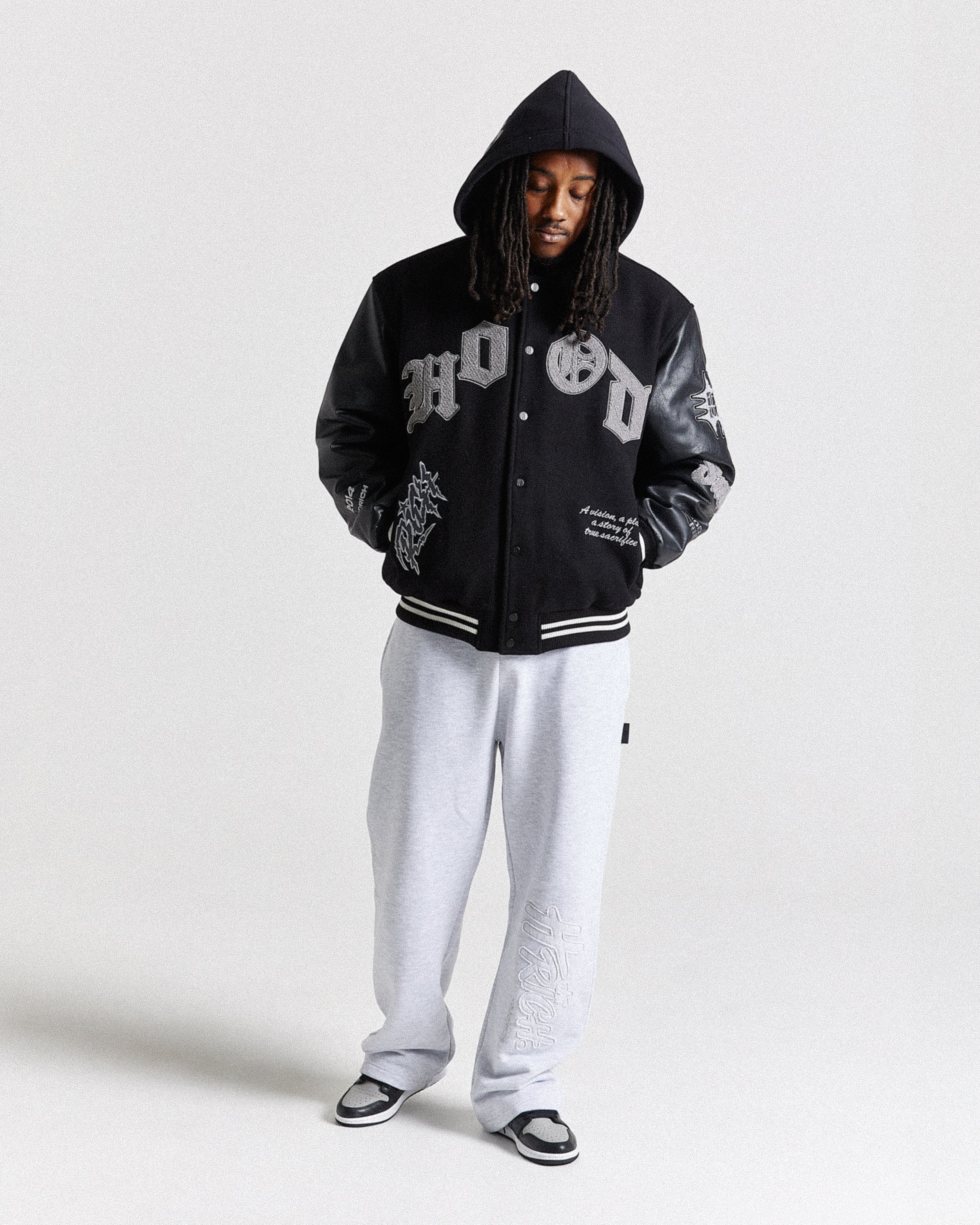 Vertigo Varsity Jacket - Black/Grey