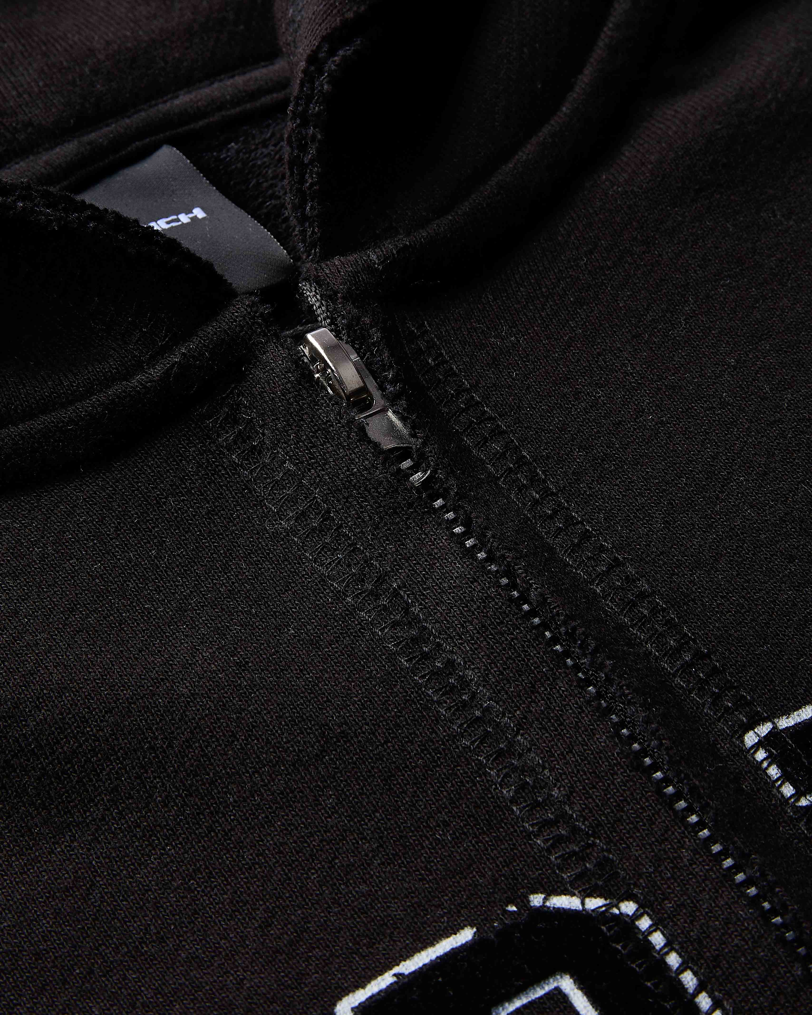 Fray Zip Relaxed Fit Hoodie - Black