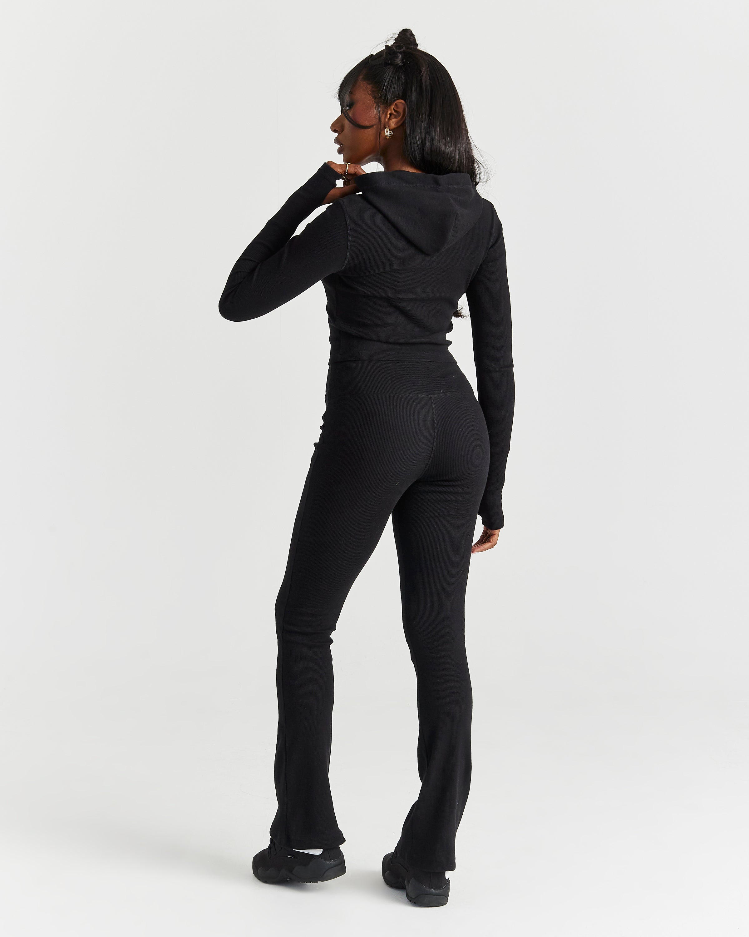 Selene Thick Waistband Flares - Black/White