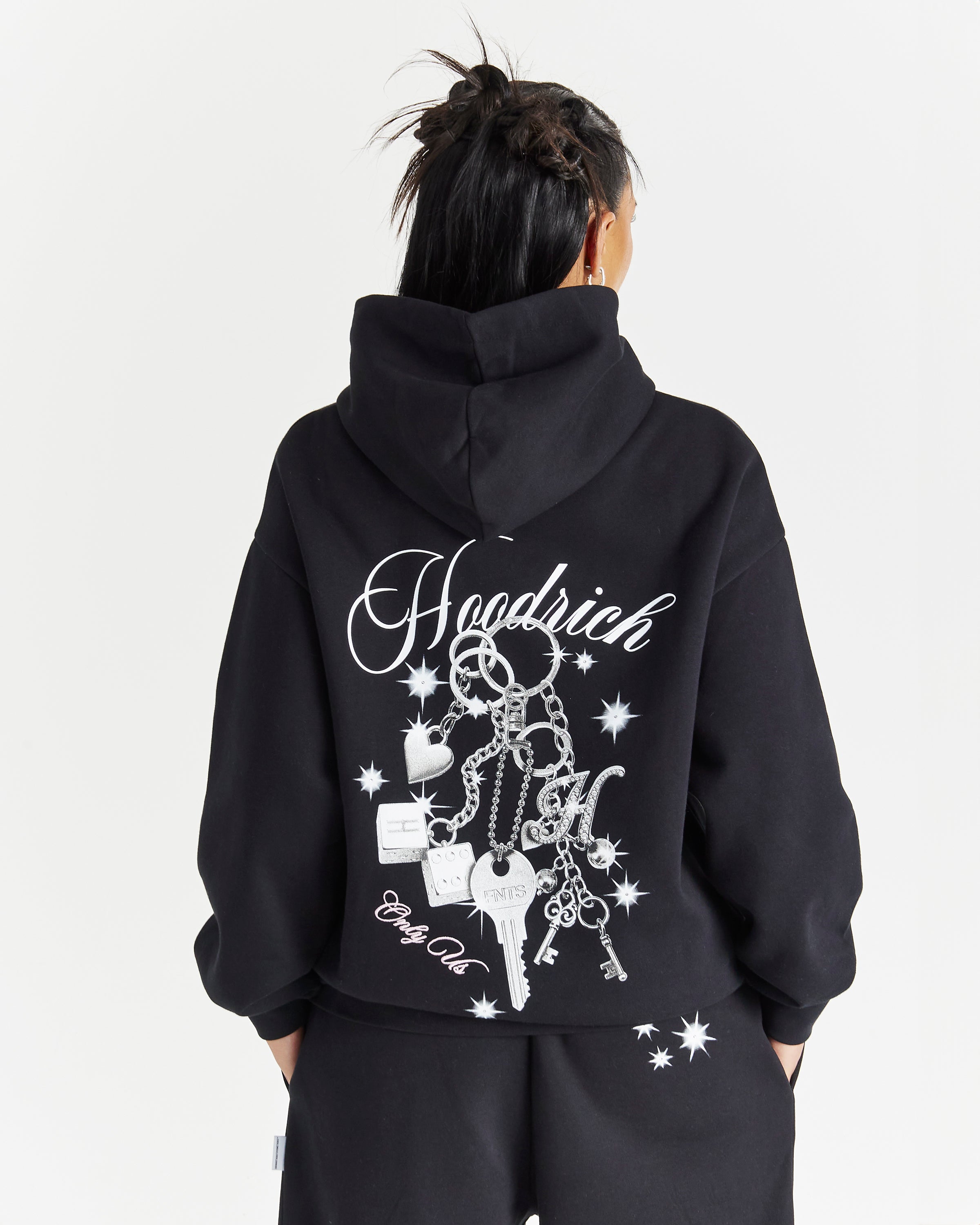Lyra Oversized Hoodie - Black/Rhinestone/Pink