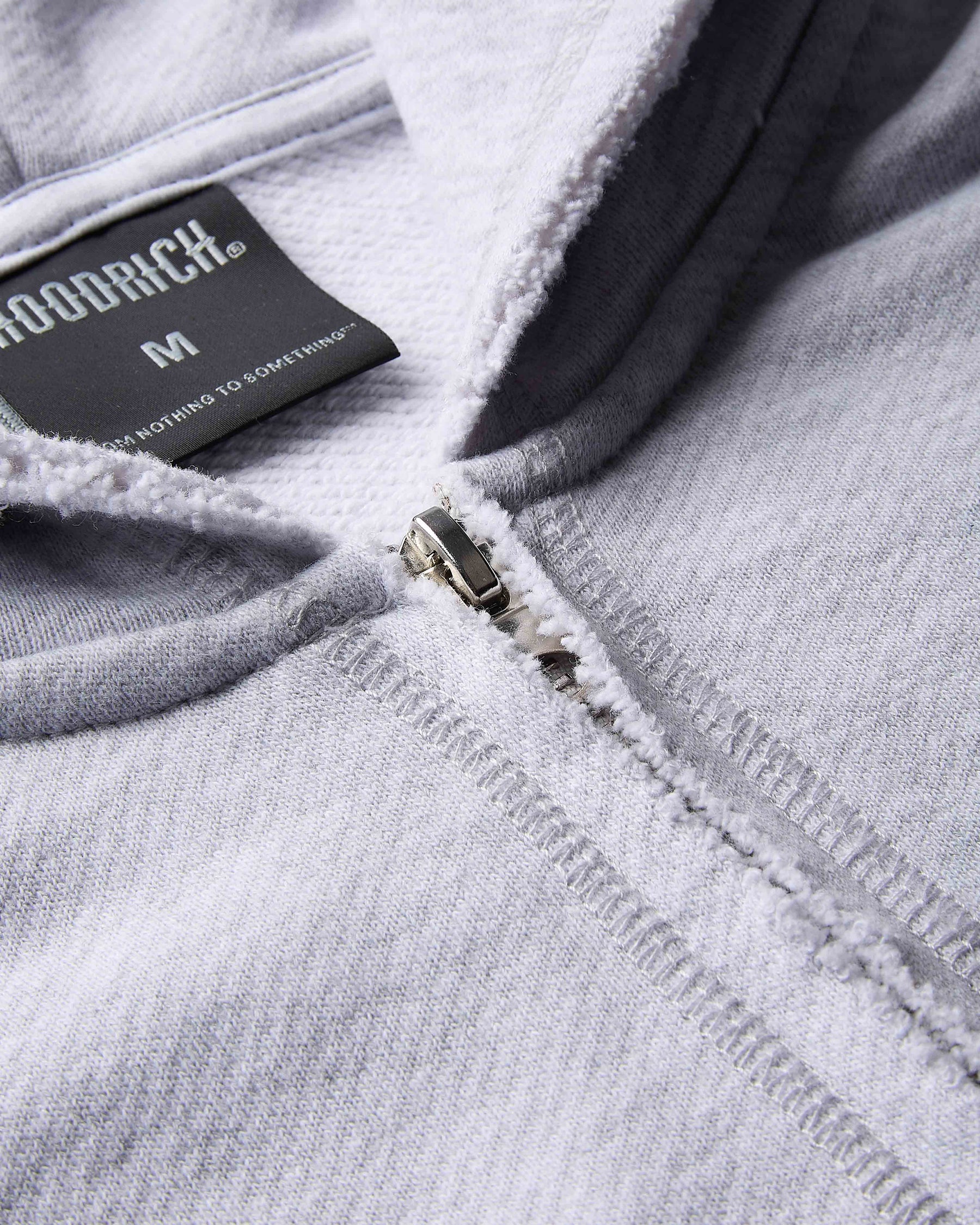 Fray Zip Relaxed Fit Hoodie - Grey Marl