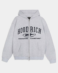 Fray Zip Relaxed Fit Hoodie - Grey Marl