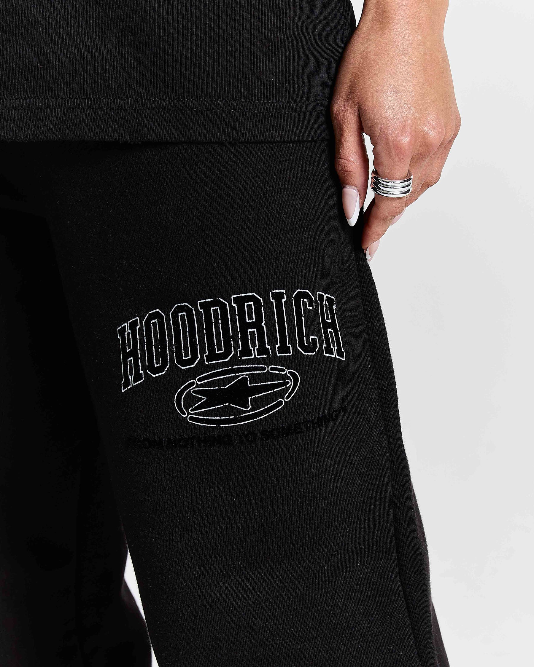 Fray Wide Leg Jogger - Black