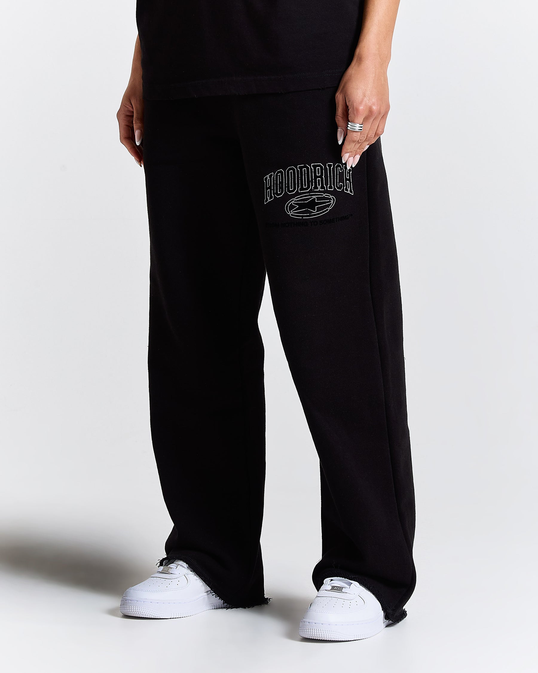 Fray Wide Leg Jogger - Black
