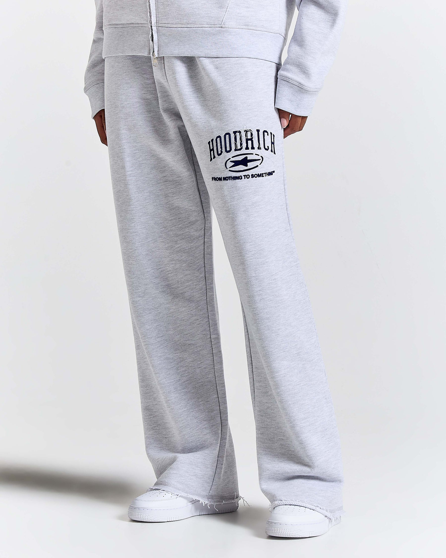 Fray Wide Leg Jogger - Grey Marl