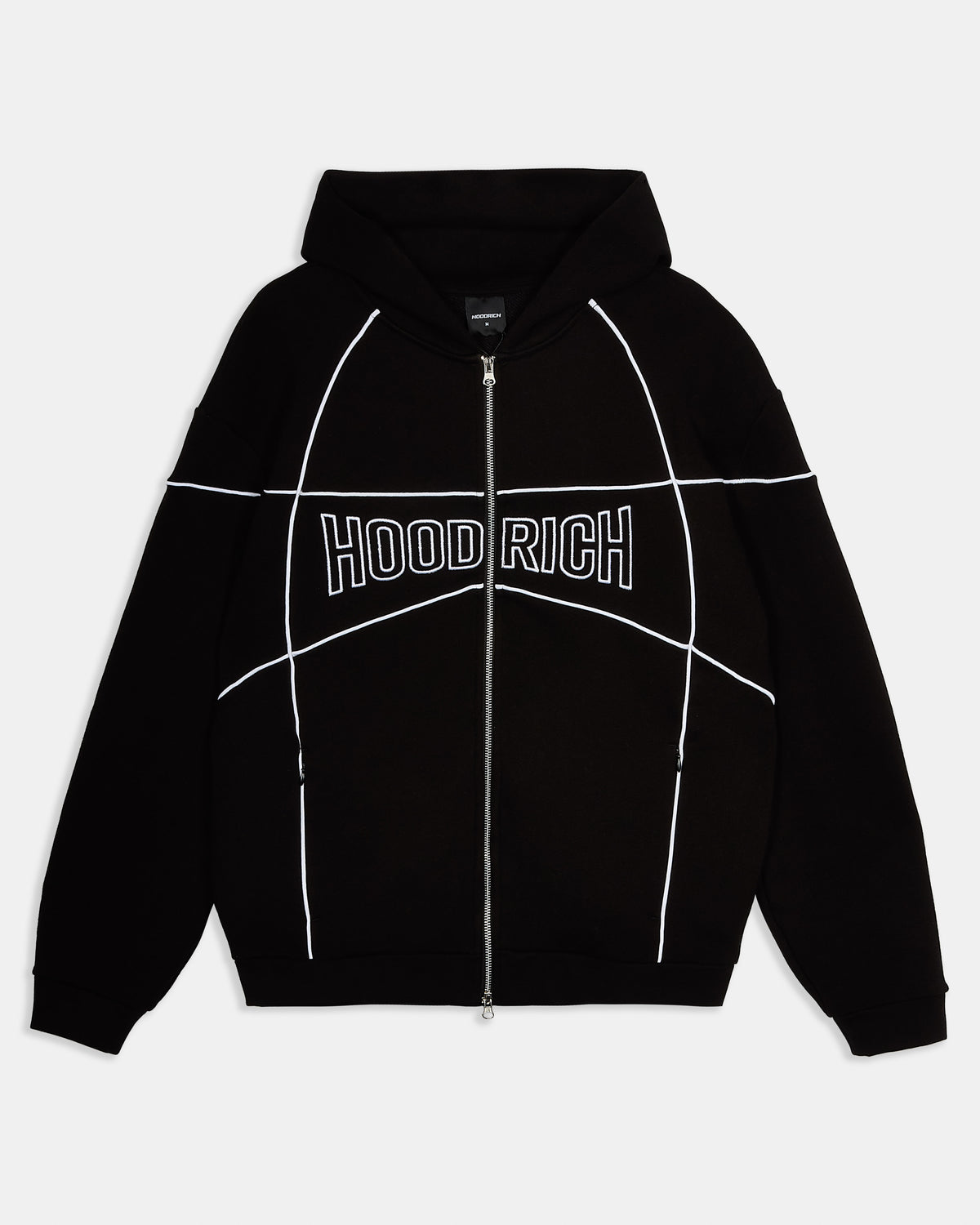 Trace Zip Relaxed Fit Hoodie - Black | Hoodrich UK