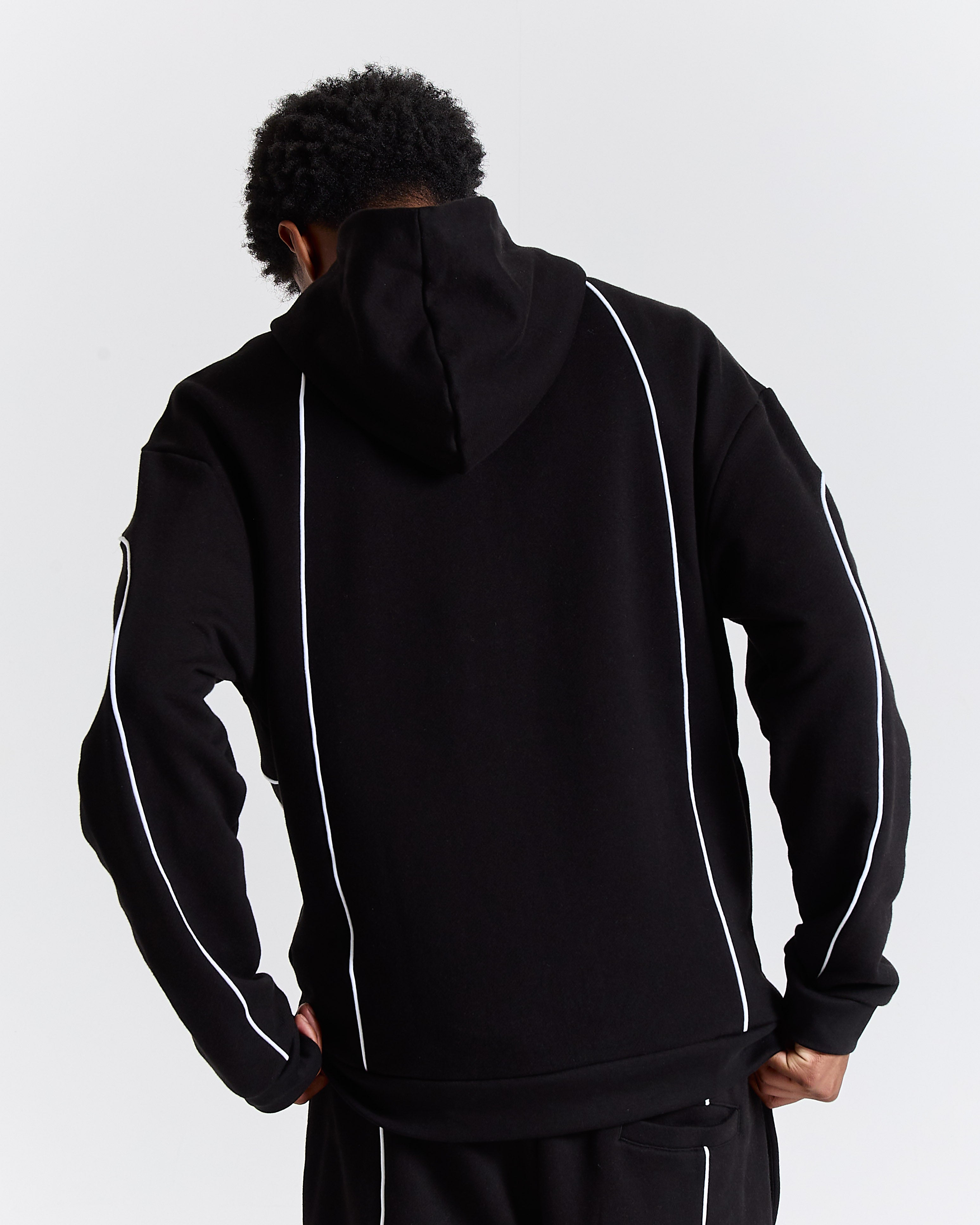 Trace Zip Relaxed Fit Hoodie - Black