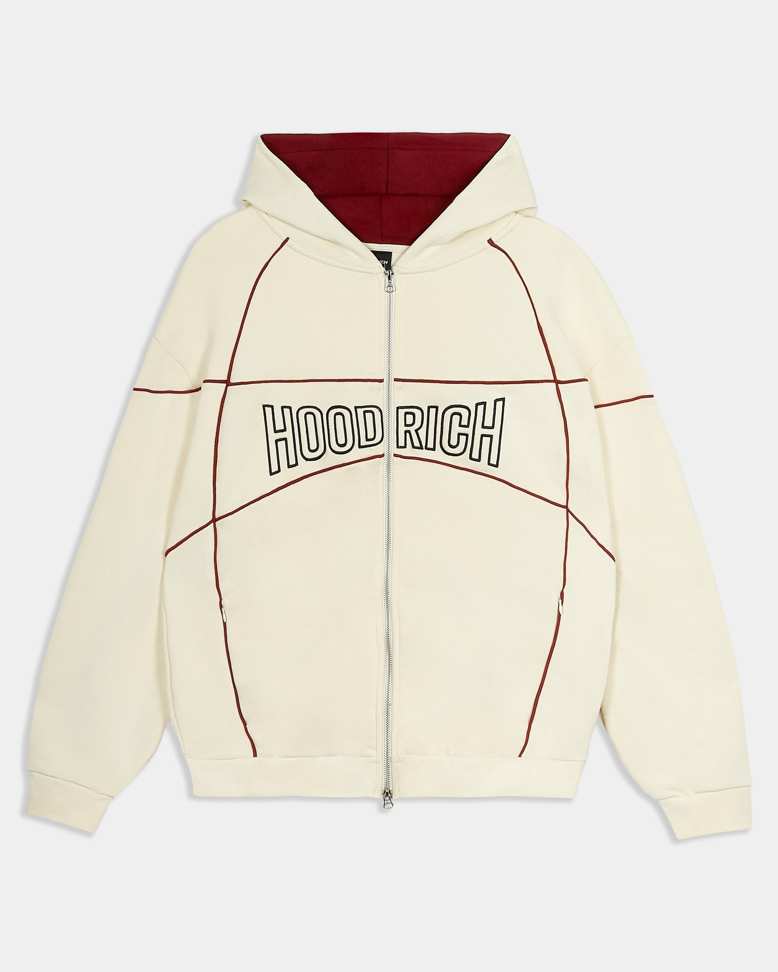 Trace Zip Relaxed Fit Hoodie - Ivory | Hoodrich UK
