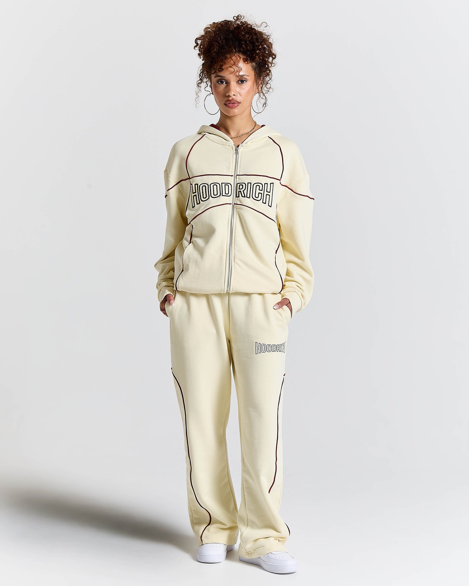 Trace Zip Relaxed Fit Hoodie - Ivory