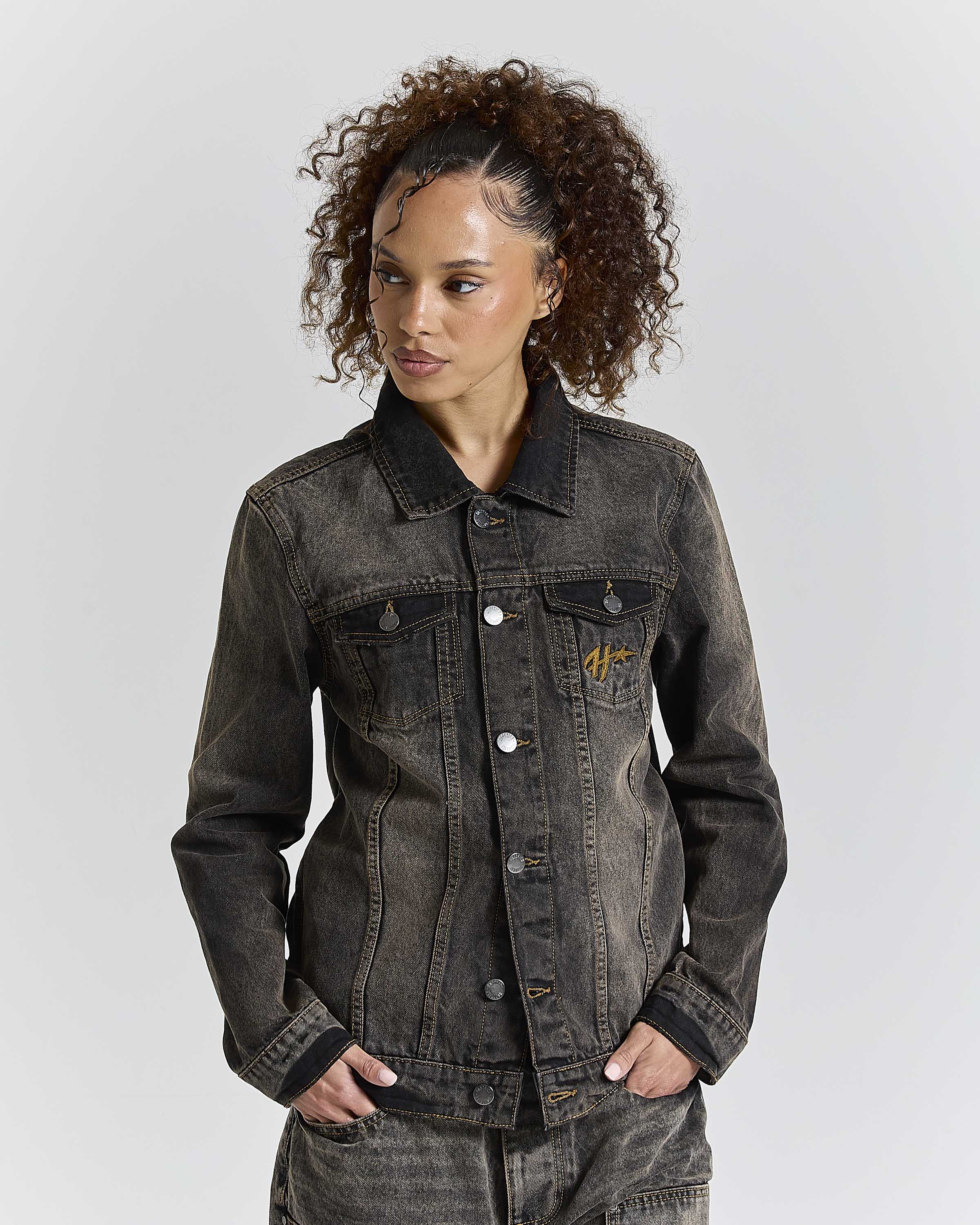 Shadow Rust Denim Trucker Jacket - Black Wash