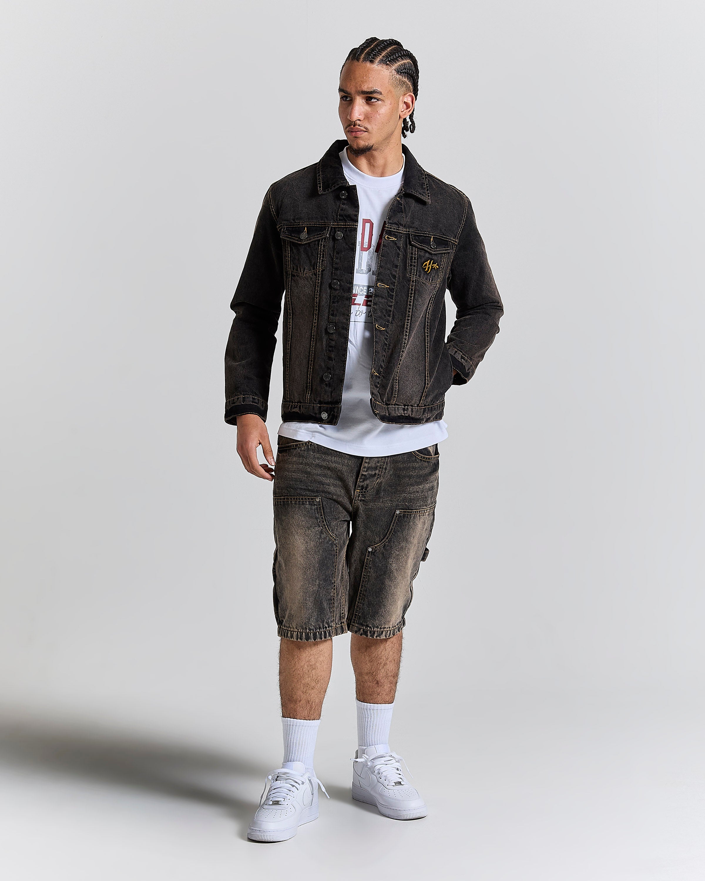 Shadow Rust Denim Trucker Jacket - Black Wash