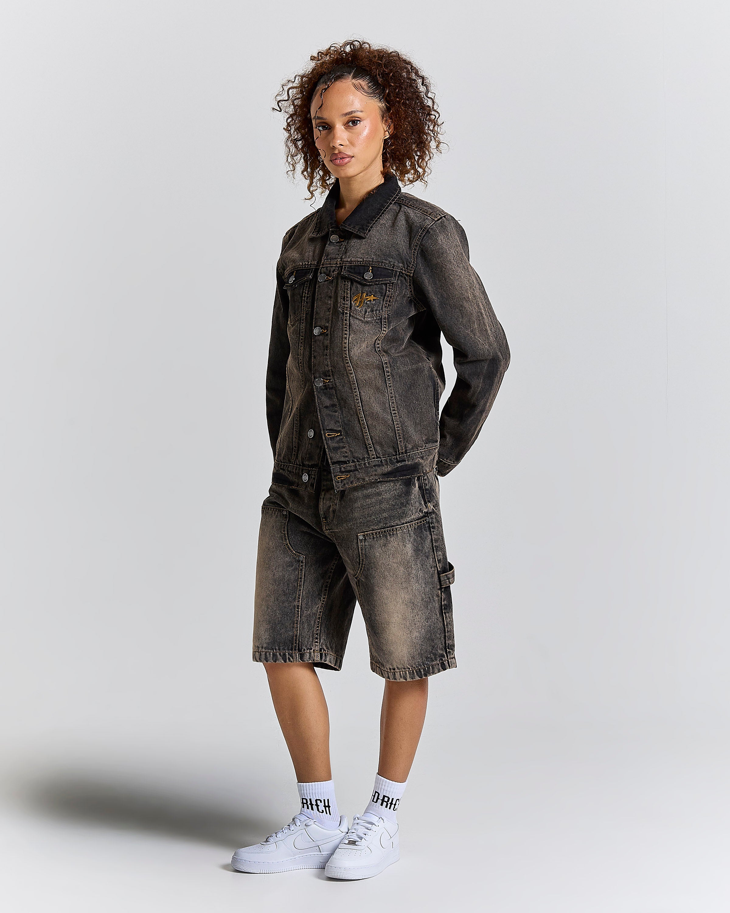 Shadow Rust Denim Carpenter Jorts - Black Wash