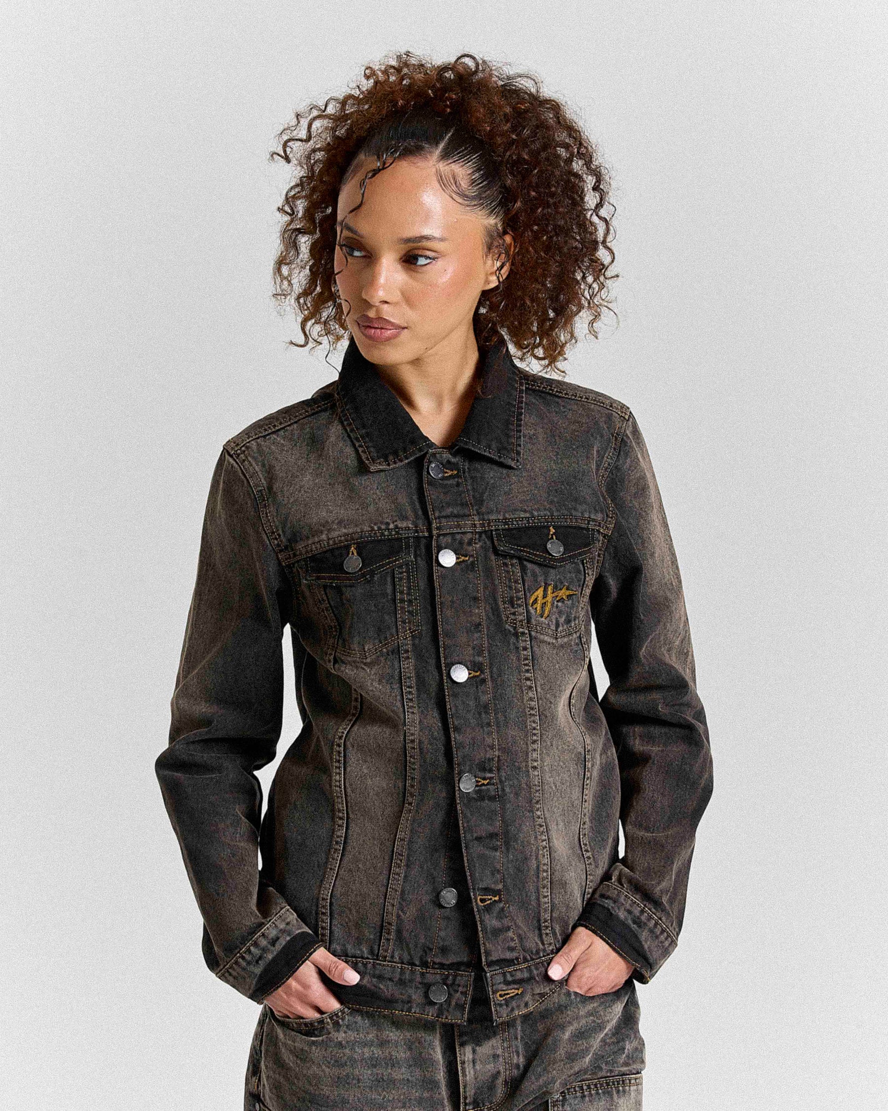 Shadow Rust Denim Trucker Jacket - Black Wash