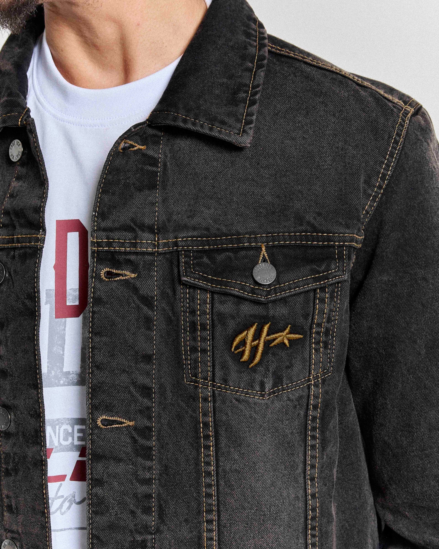 Shadow Rust Denim Trucker Jacket - Black Wash