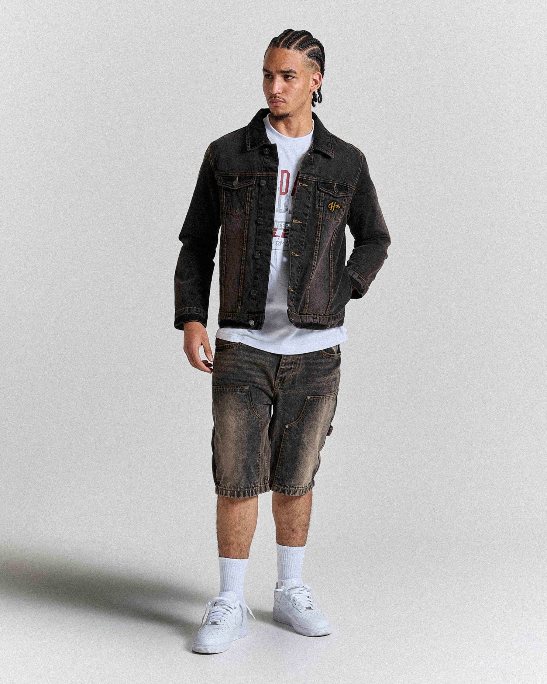 Shadow Rust Denim Carpenter Jorts - Black Wash
