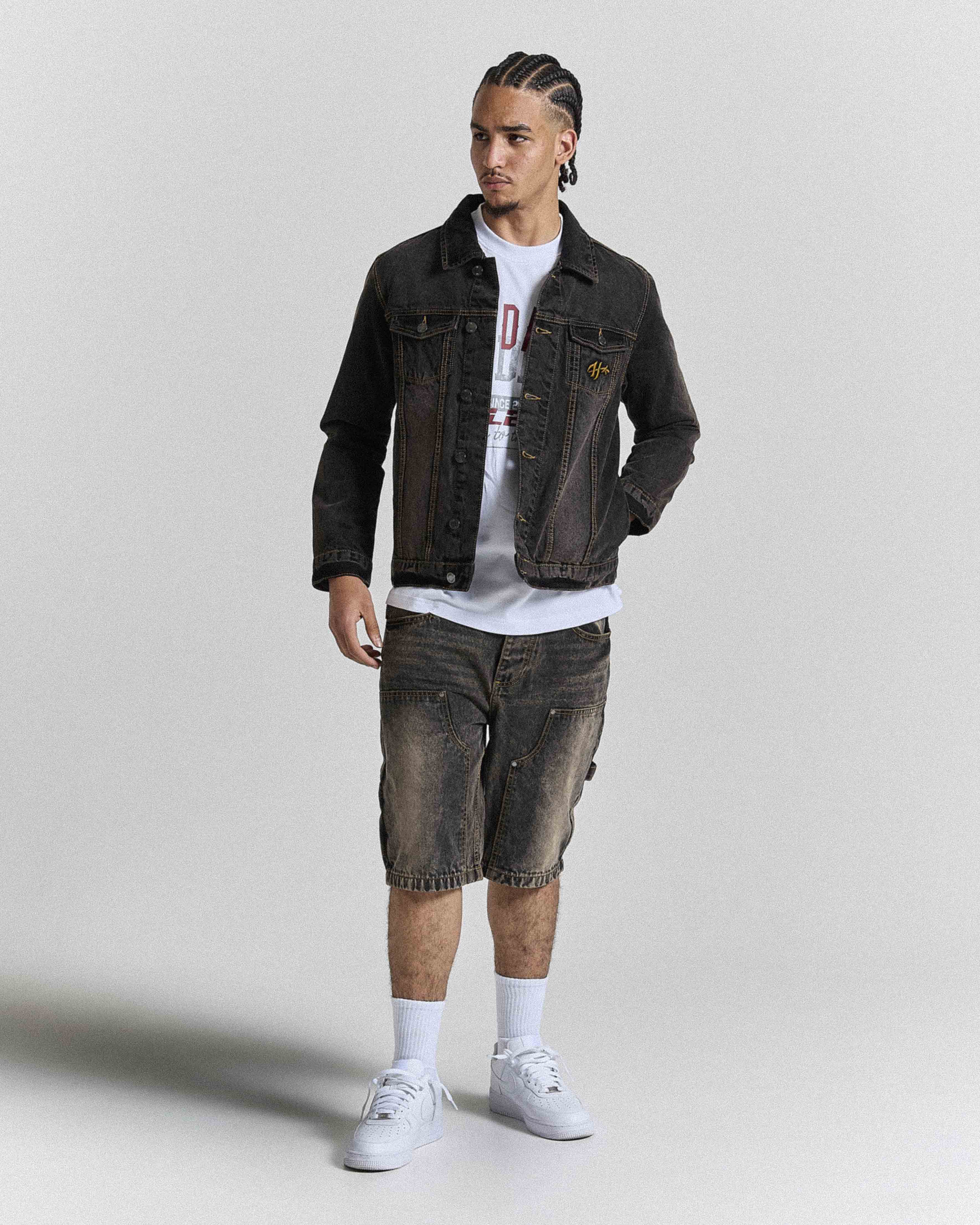 Shadow Rust Denim Carpenter Jorts - Black Wash