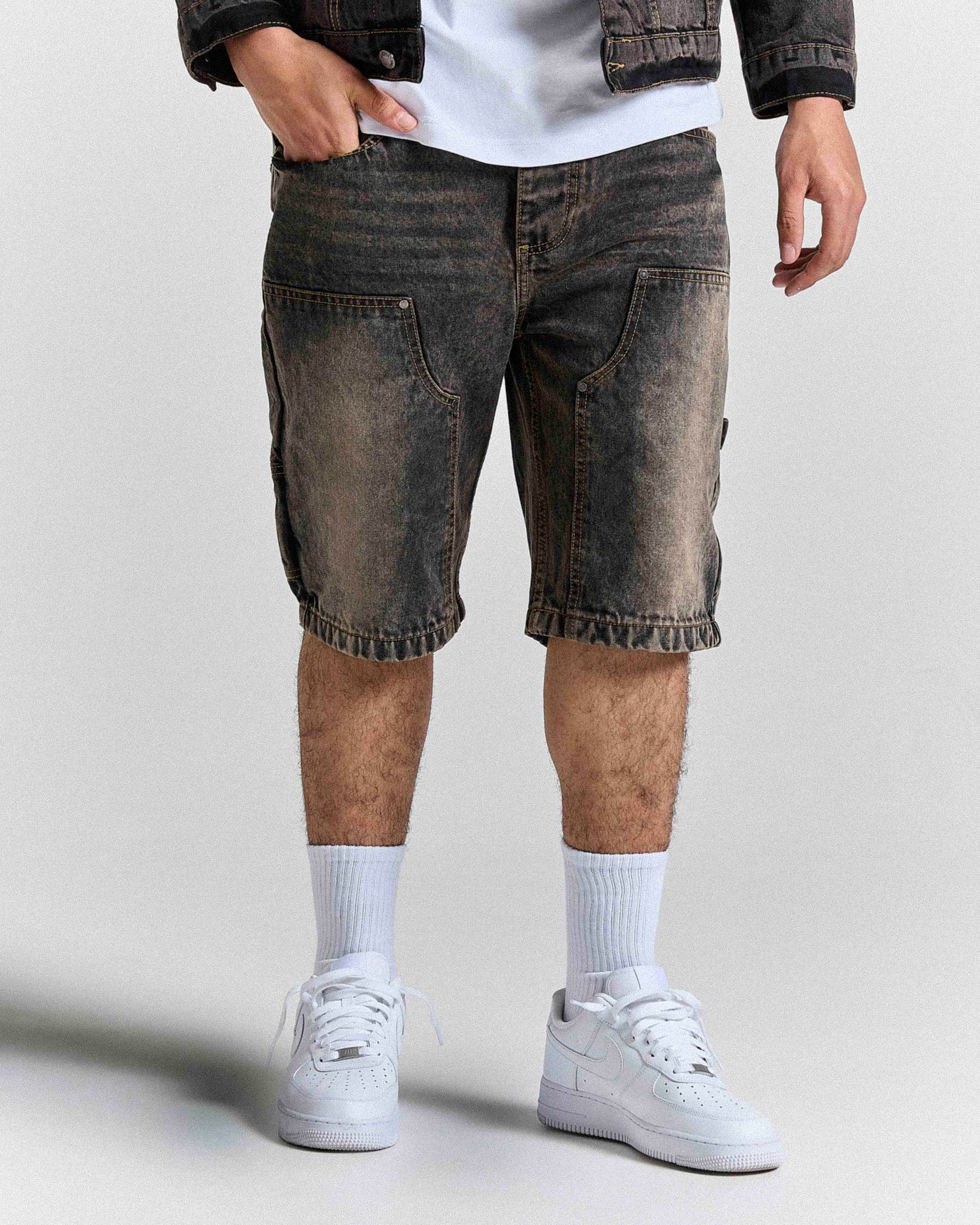 Shadow Rust Denim Carpenter Jorts - Black Wash