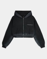 Women's Ghost Boxy Fit Zip Hoodie - Black