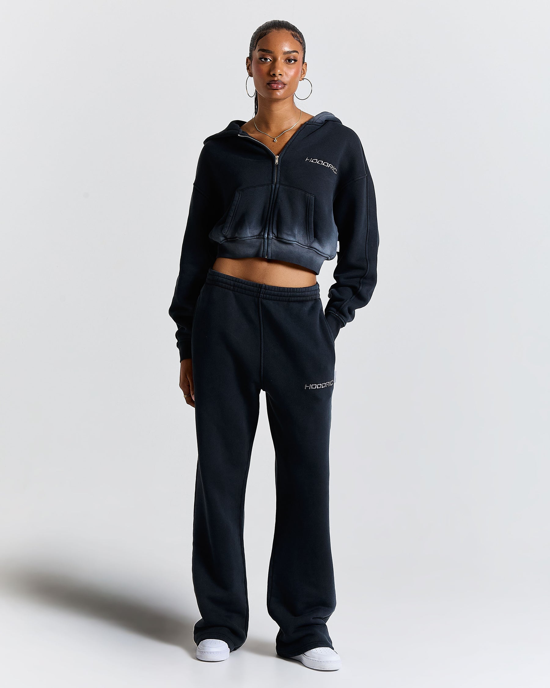 Women's Ghost Boxy Fit Zip Hoodie - Black