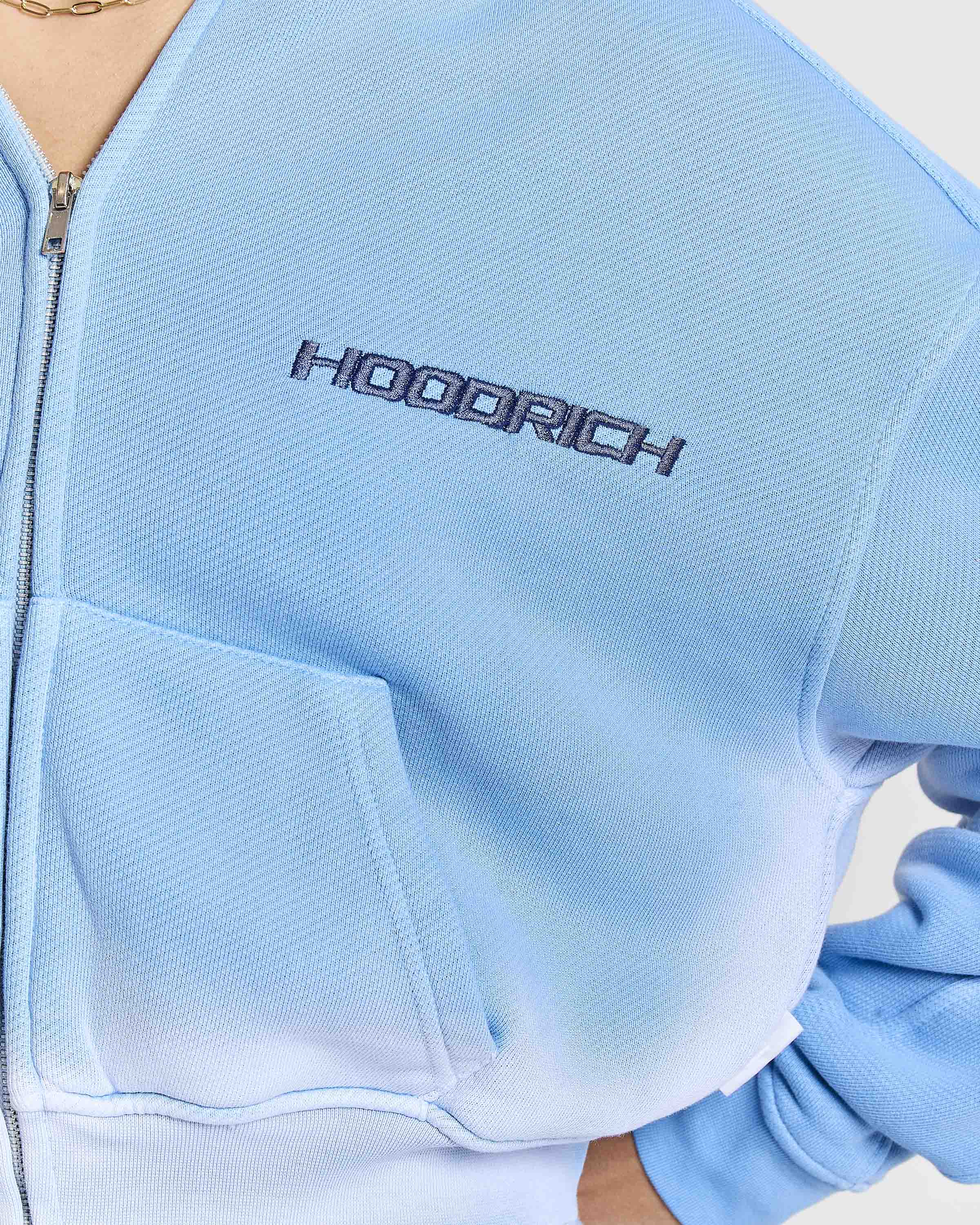 Women's Ghost Boxy Fit Zip Hoodie - Blue