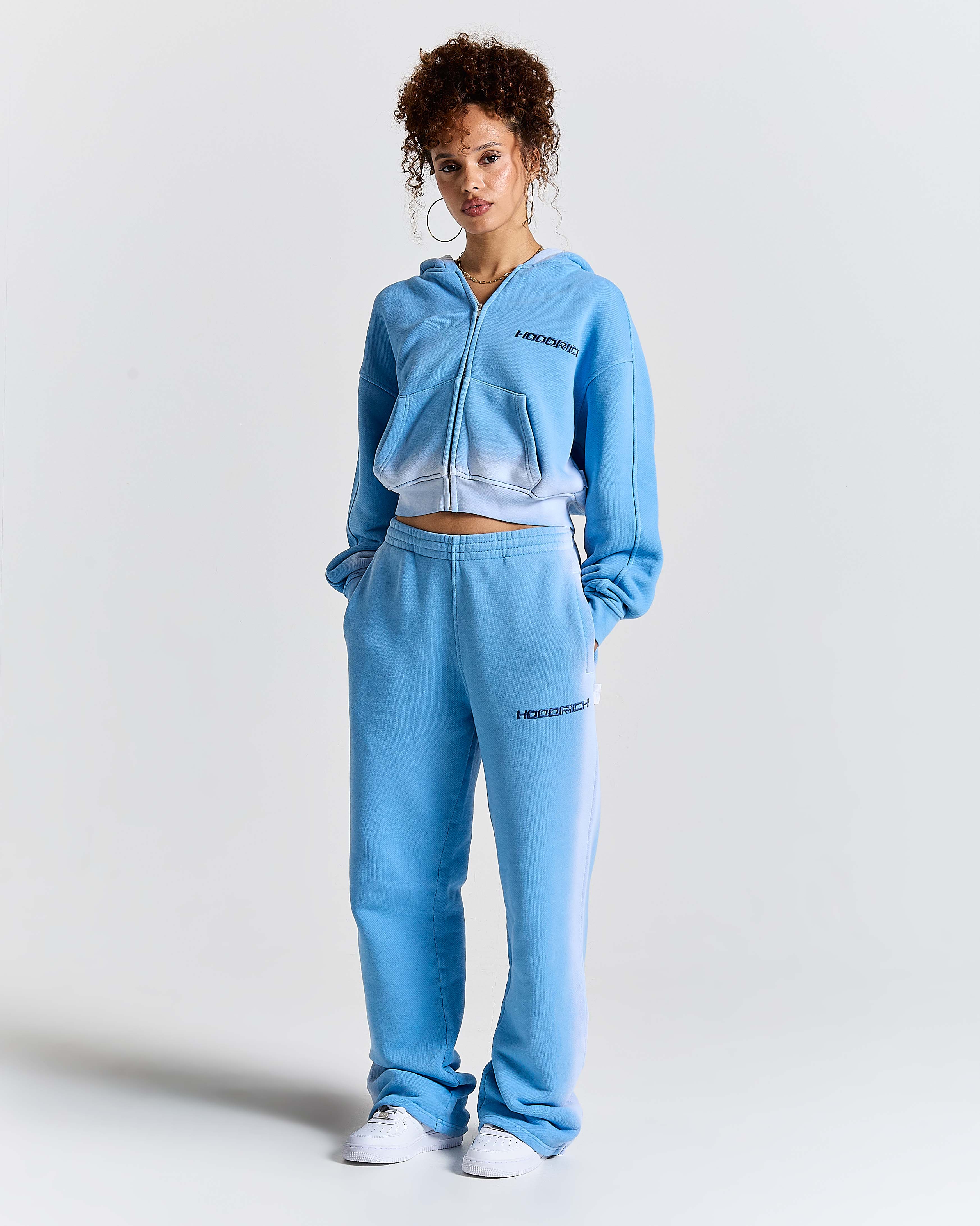 Women's Ghost Boxy Fit Zip Hoodie - Blue