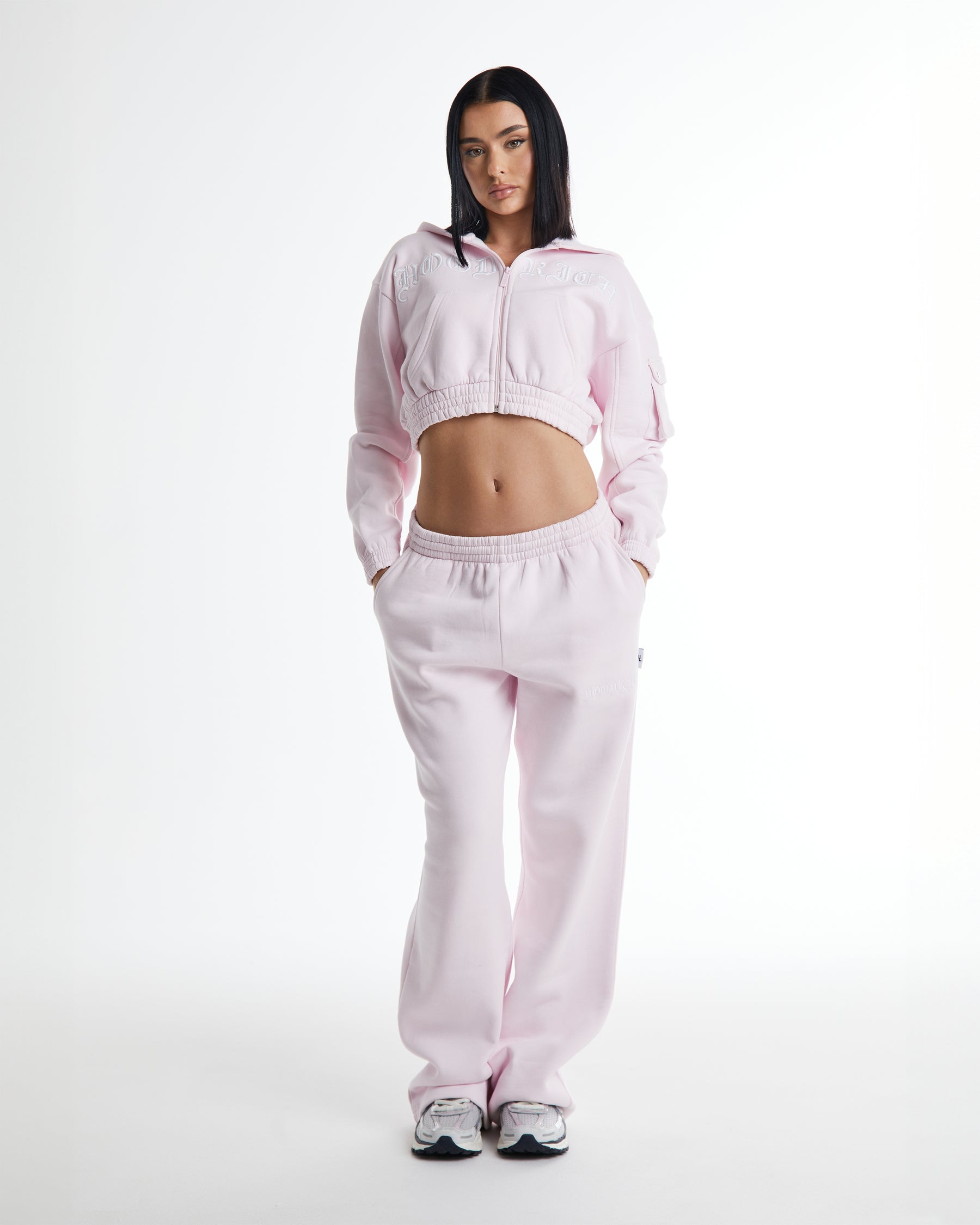 Dusk Wide Leg Joggers - Pink/White