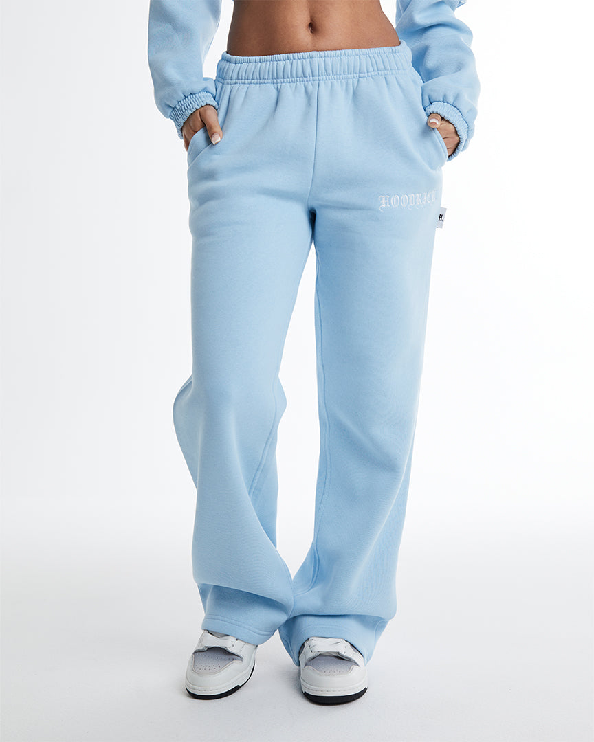 Dusk Wide Leg Joggers - Blue/White