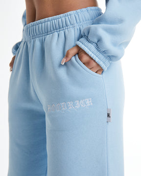 Dusk Wide Leg Joggers - Blue/White