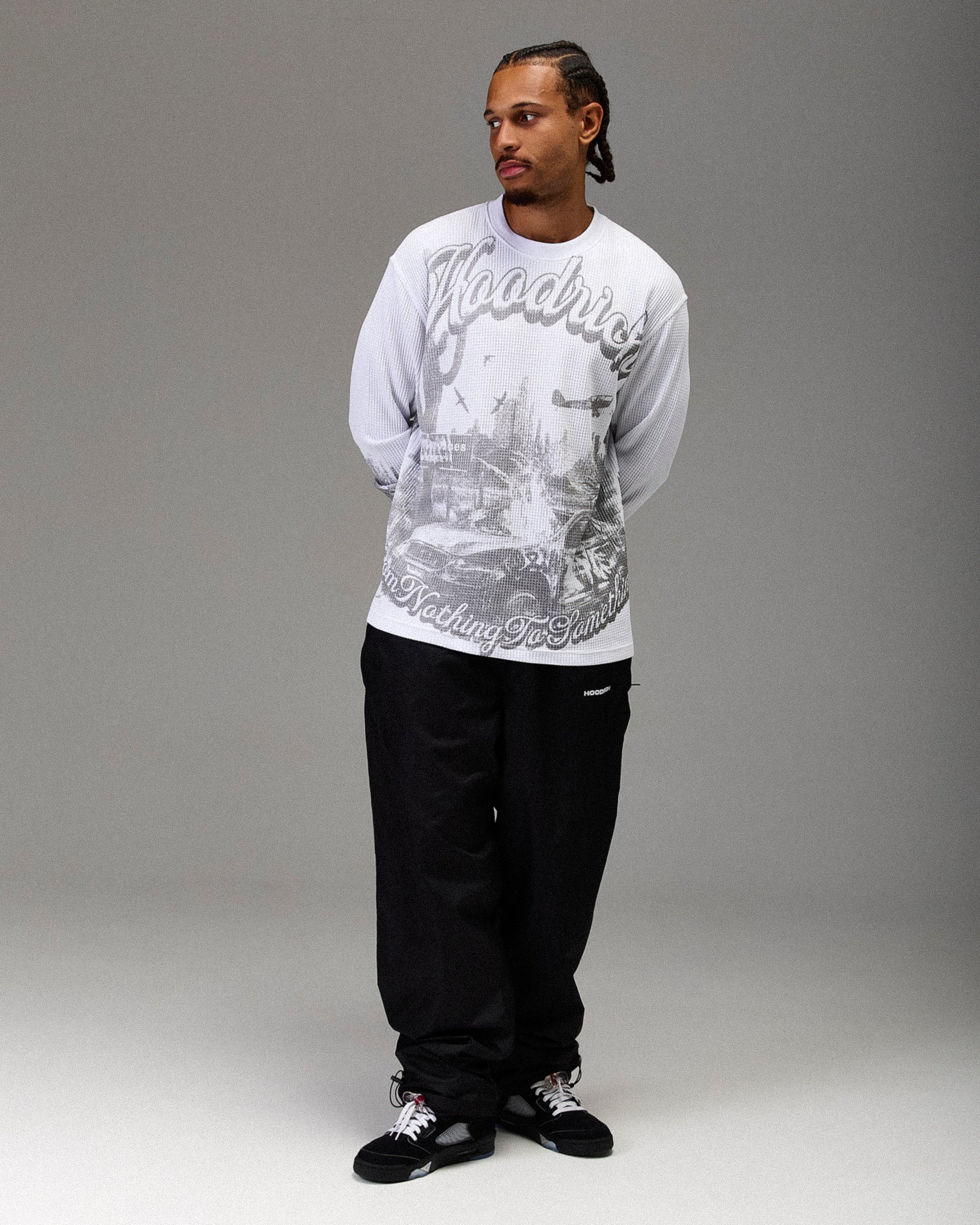 The Winner's Circle Oversized Long Sleeve T-Shirt - White/Grey