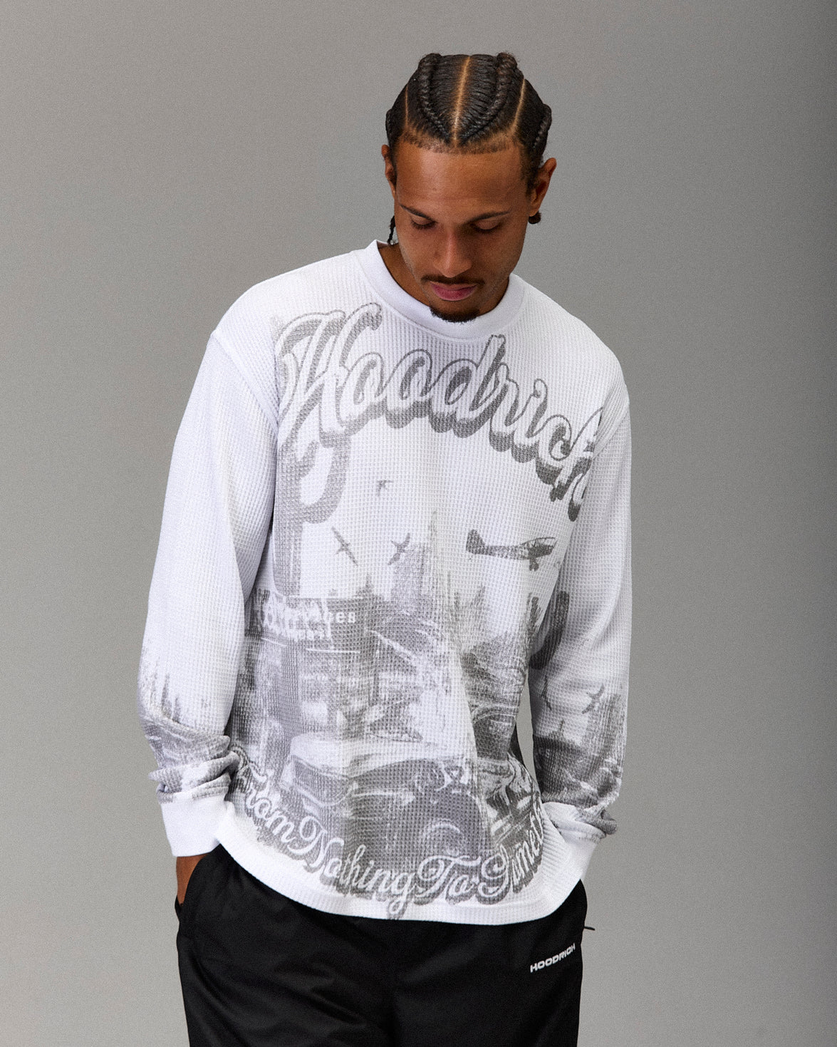 The Winner's Circle Oversized Long Sleeve T-Shirt - White/Grey