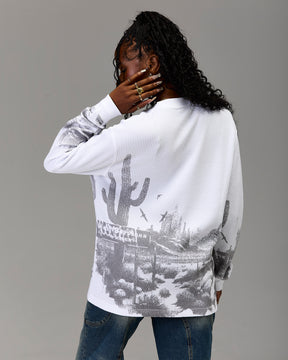 The Winner's Circle Oversized Long Sleeve T-Shirt - White/Grey