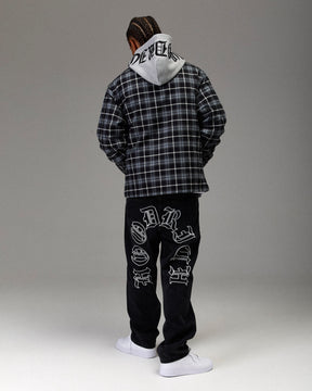The Winner's Circle Hooded Plaid Shacket - Blue/Black