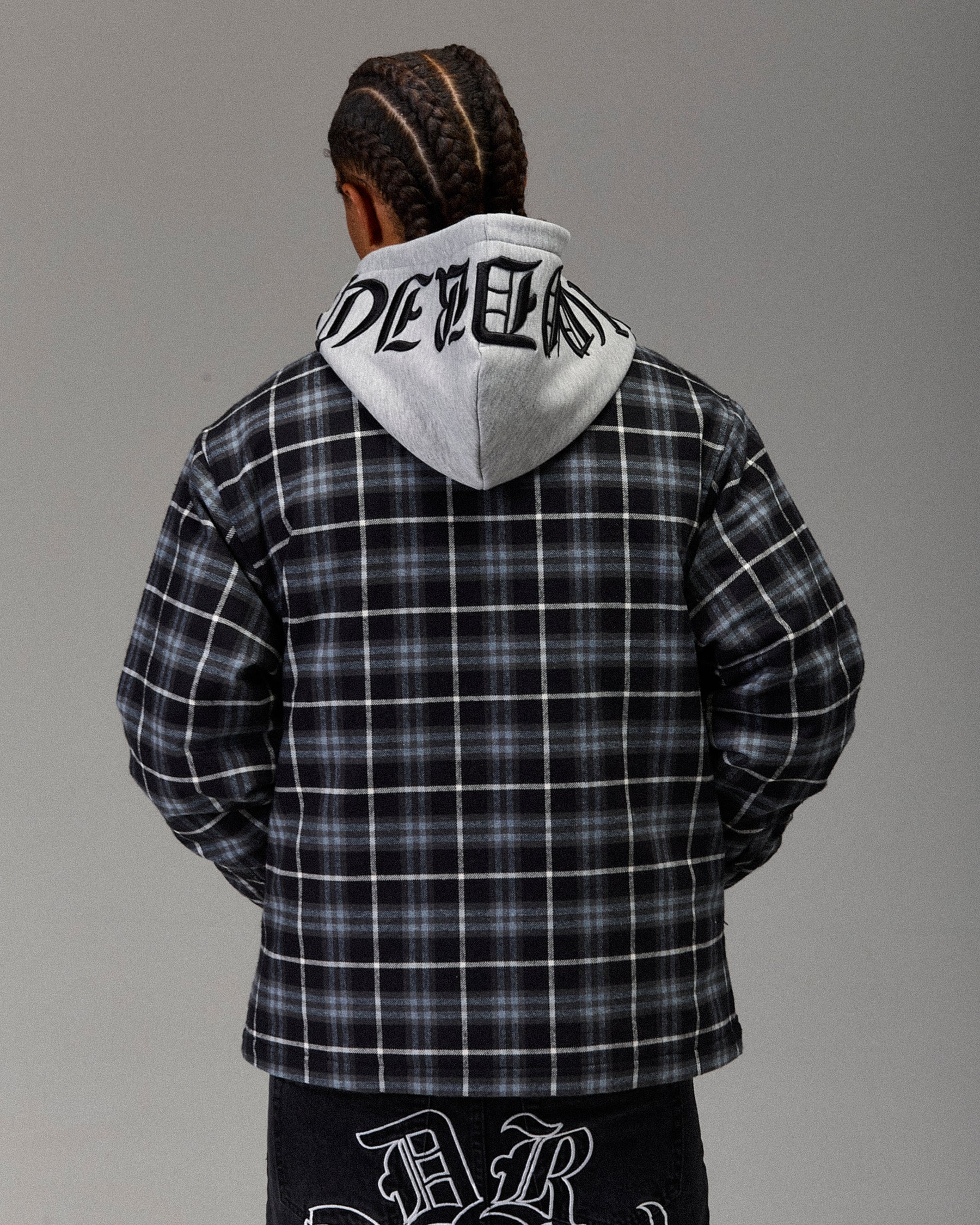 The Winner's Circle Hooded Plaid Shacket - Blue/Black