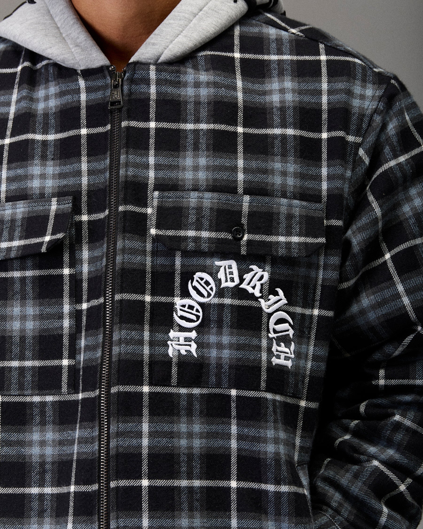 The Winner's Circle Hooded Plaid Shacket - Blue/Black