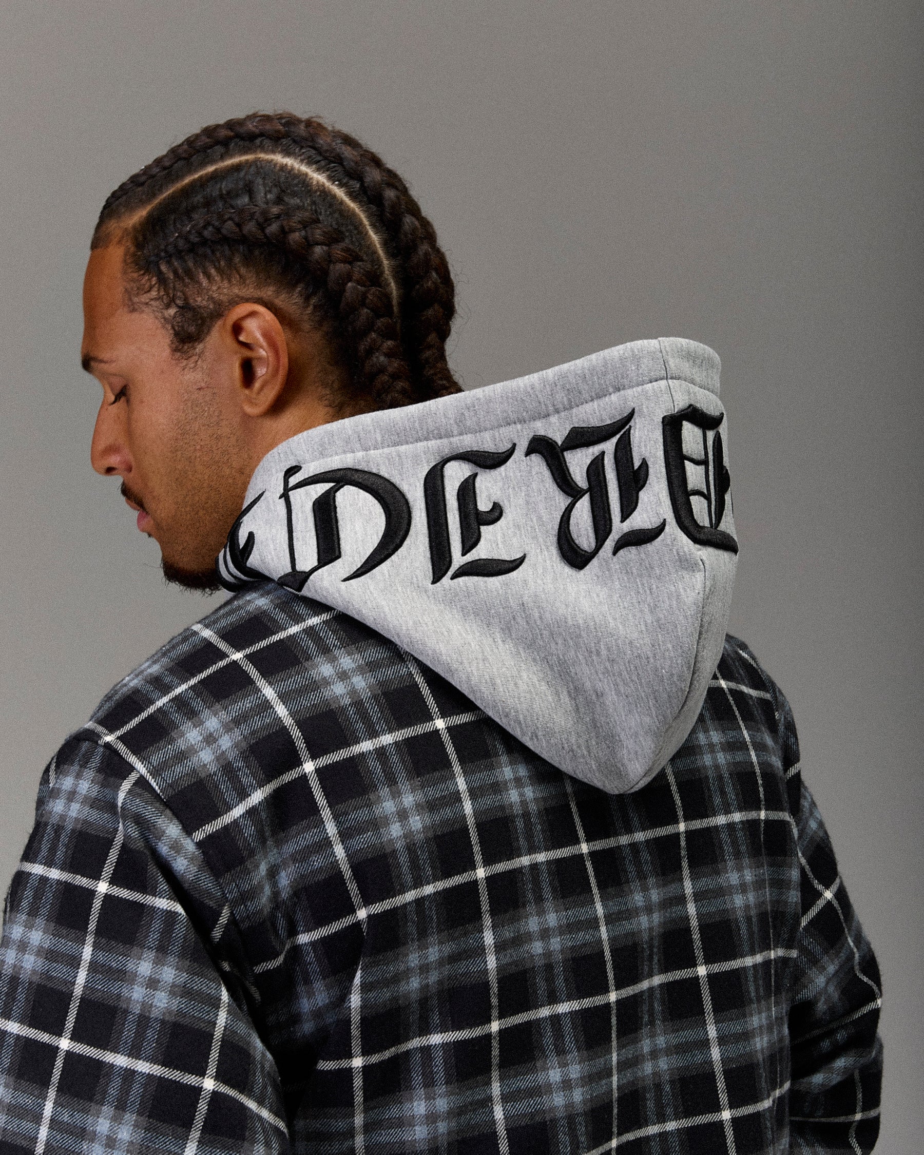 The Winner's Circle Hooded Plaid Shacket - Blue/Black