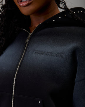 The Winner's Circle Aspen Mid Length Zip Hoodie - Black Wash