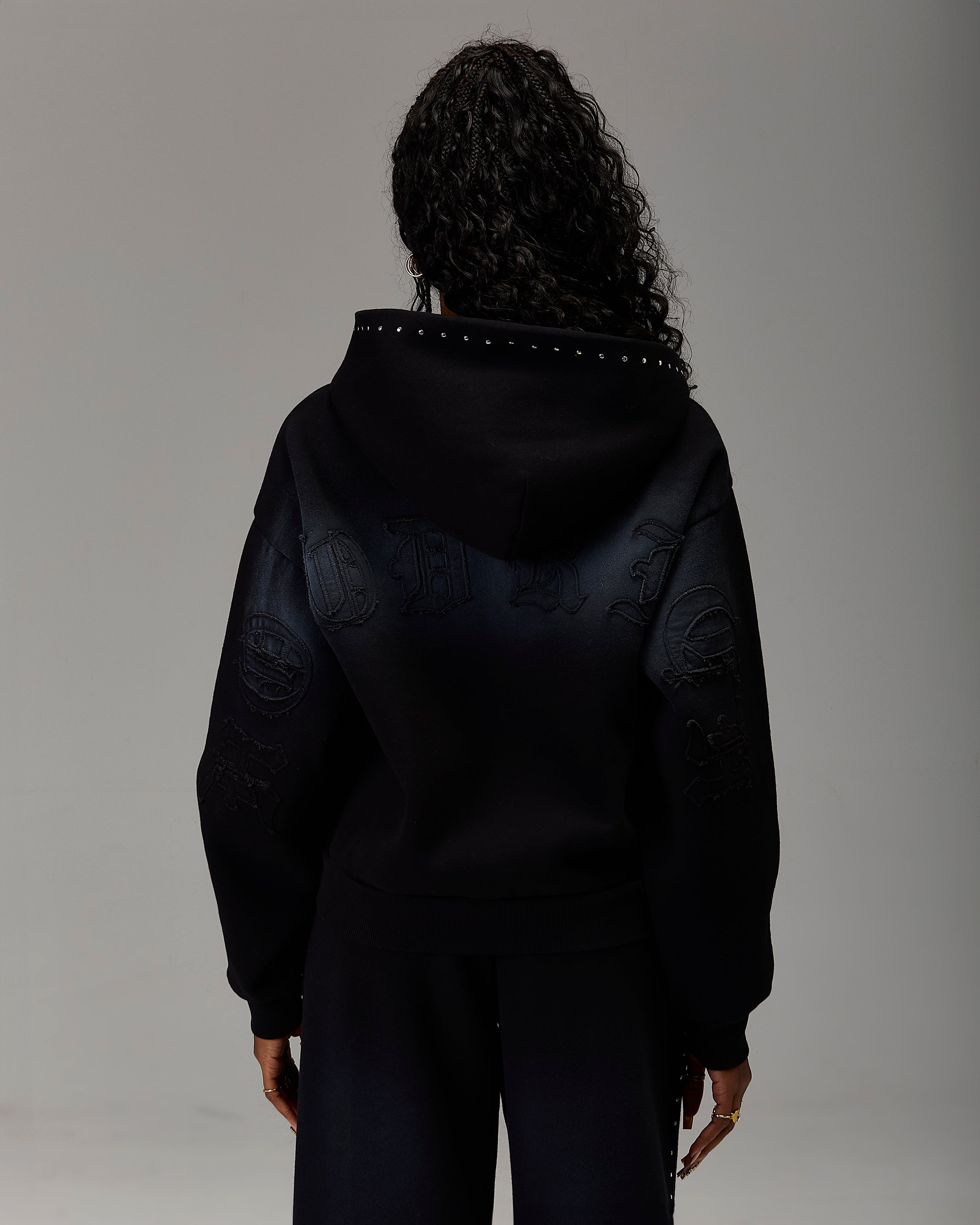 The Winner's Circle Aspen Mid Length Zip Hoodie - Black Wash