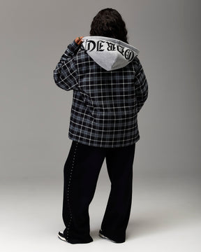 The Winner's Circle Hooded Plaid Shacket - Blue/Black