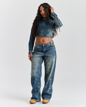 The Winner's Circle Snowdrift Wide Leg Jeans - Dirty Wash