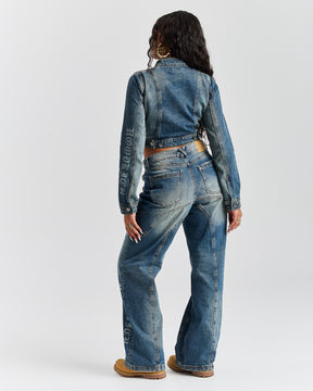 The Winner's Circle Snowdrift Wide Leg Jeans - Dirty Wash