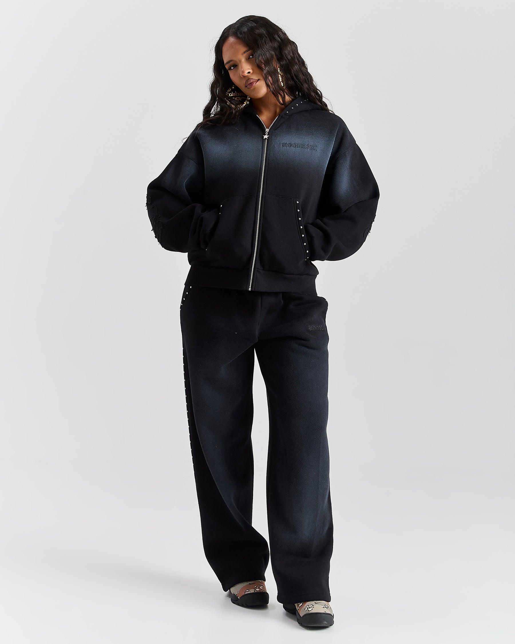 The Winner's Circle Aspen Mid Length Zip Hoodie - Black Wash