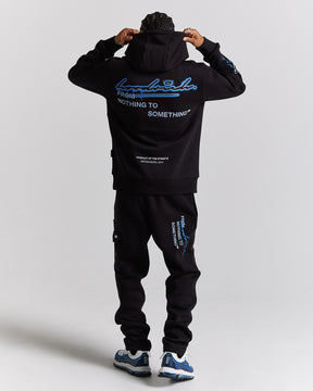 Splatter Hoodie - Black/White/Blue