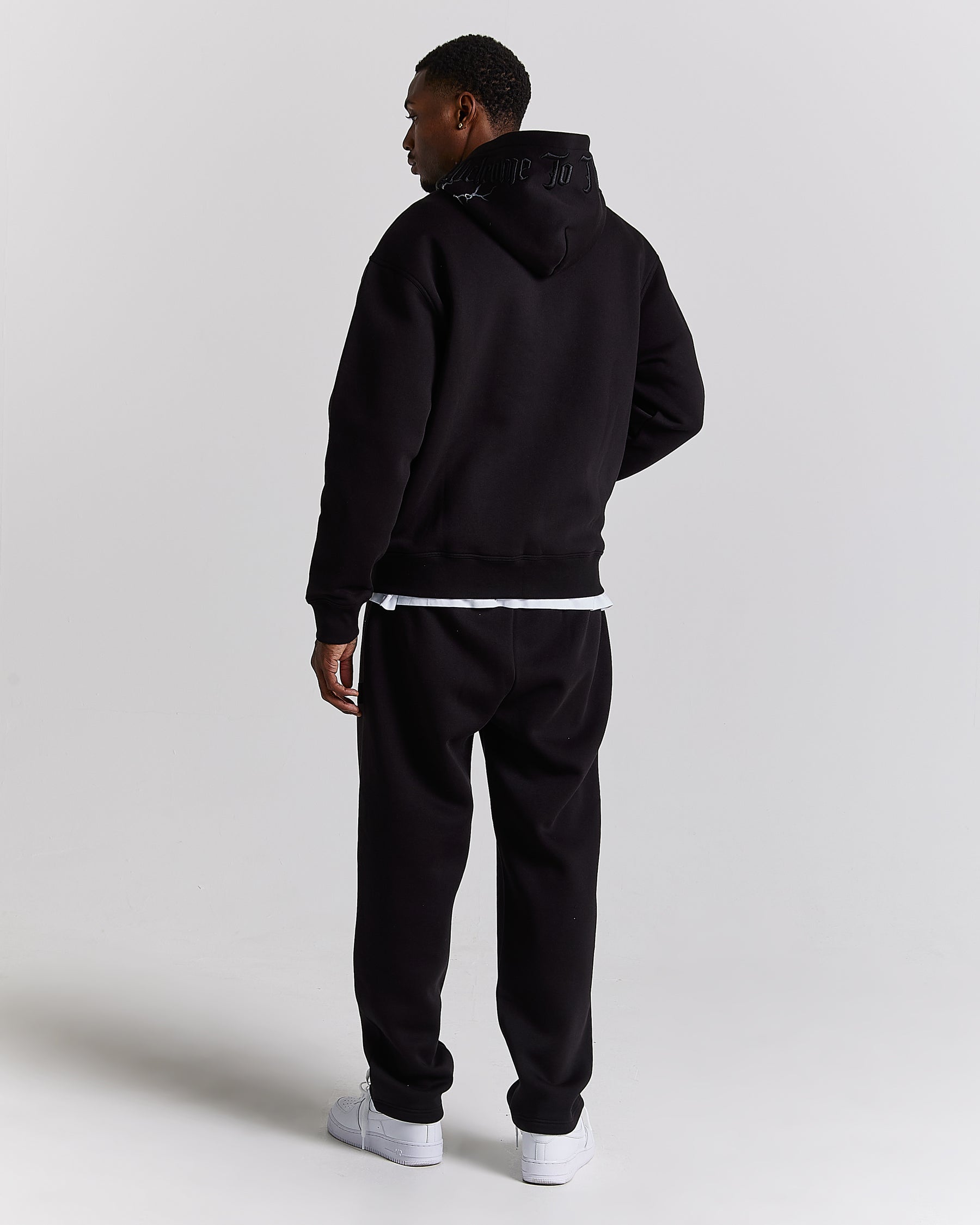 Dark Oversized Zip Hoodie - Black/White